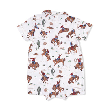 Children's shirt with cowboy and desert pattern on a white background