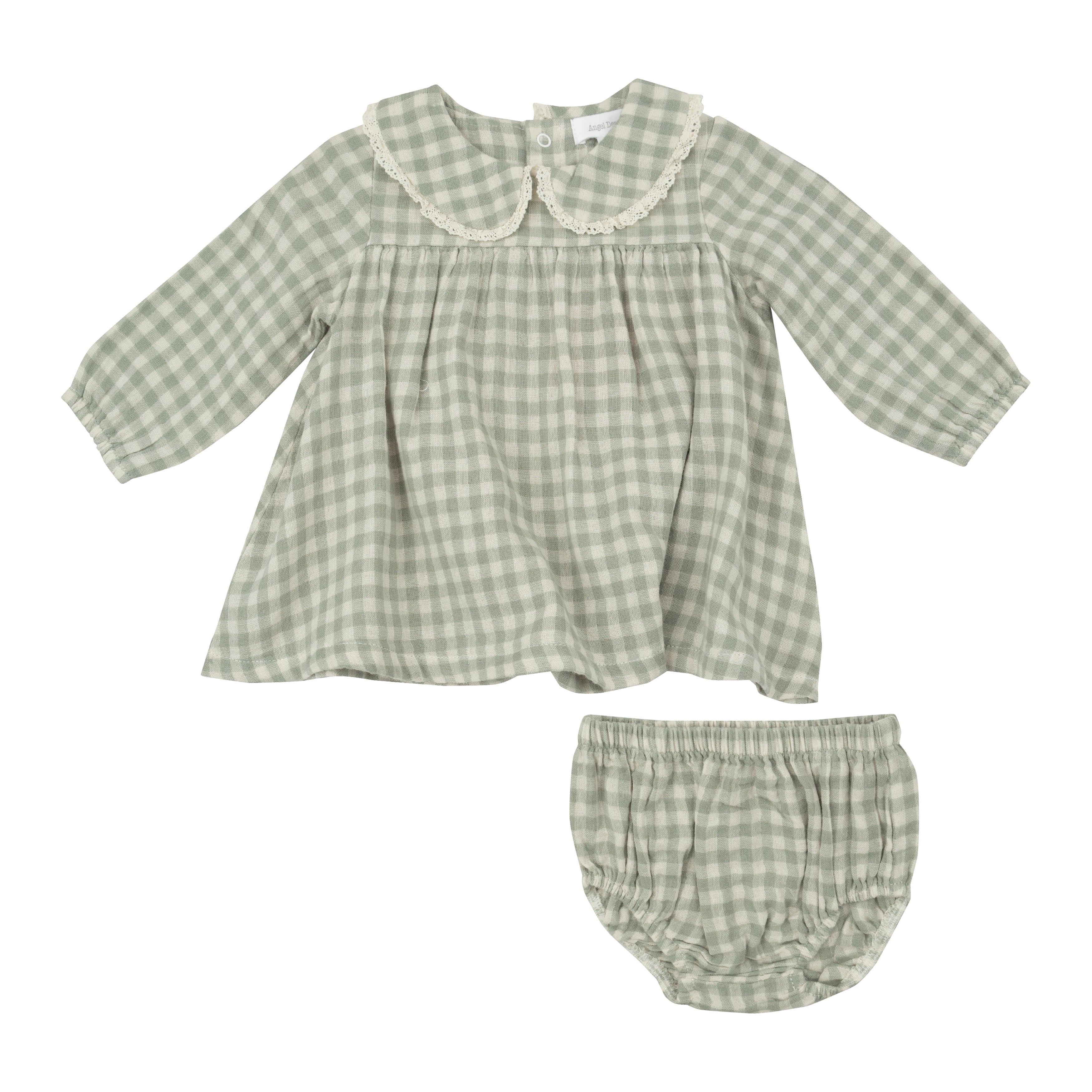 Peter Pan Collar Dress - Mini Green Gingham