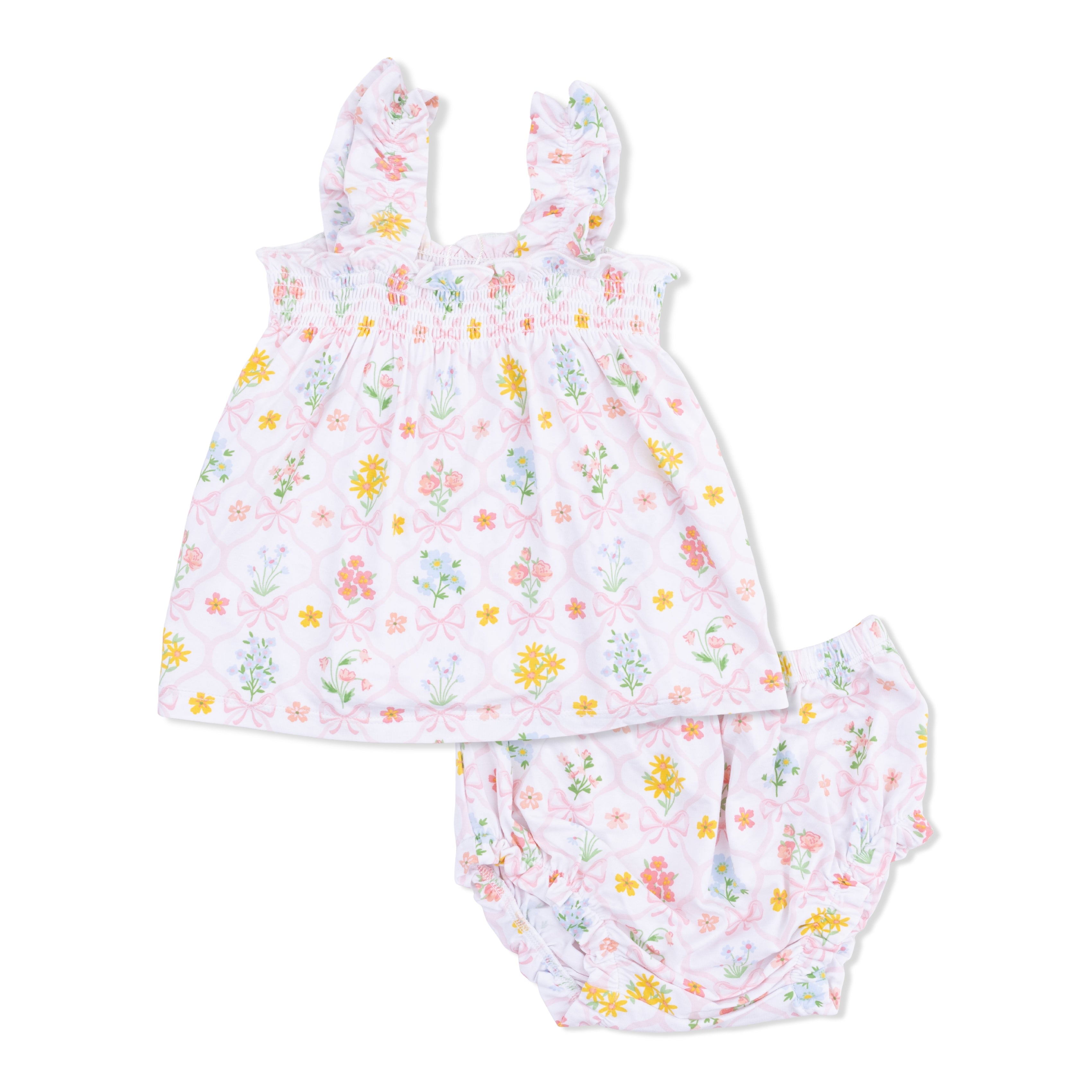 Ruffle Top/Bloomer - Spring Blooms Bow Trellis