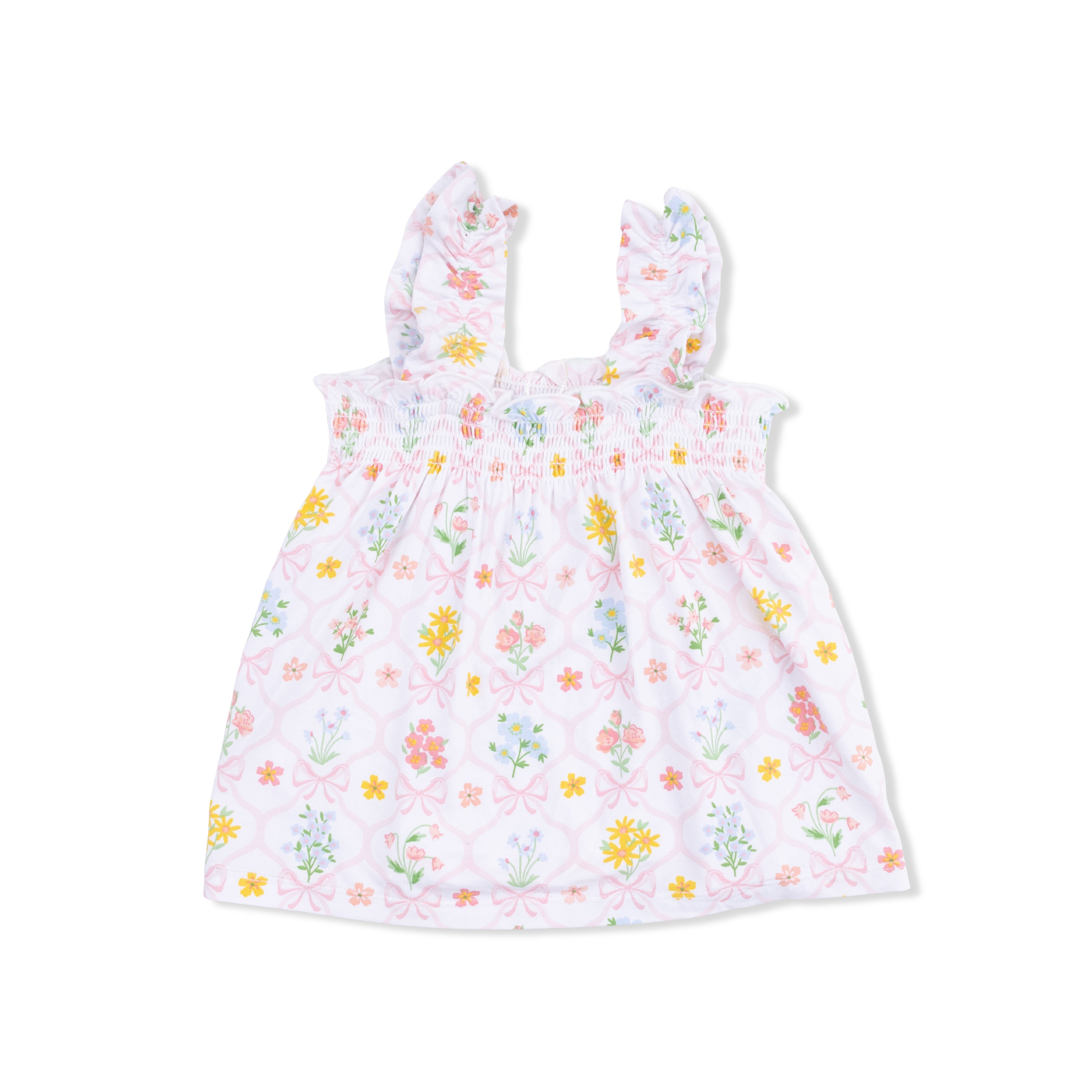 Ruffle Top/Bloomer - Spring Blooms Bow Trellis