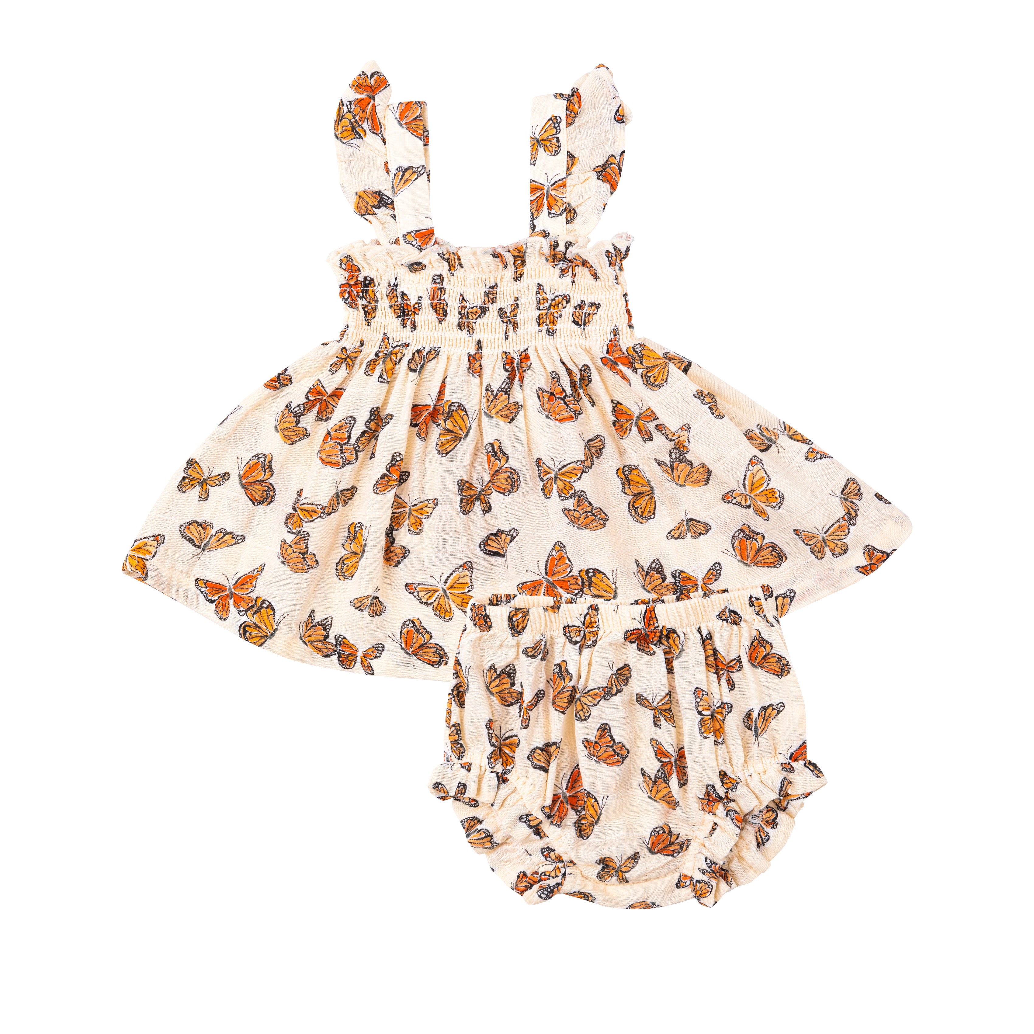 Smocked Ruffle Sundress - Painted Butterflies