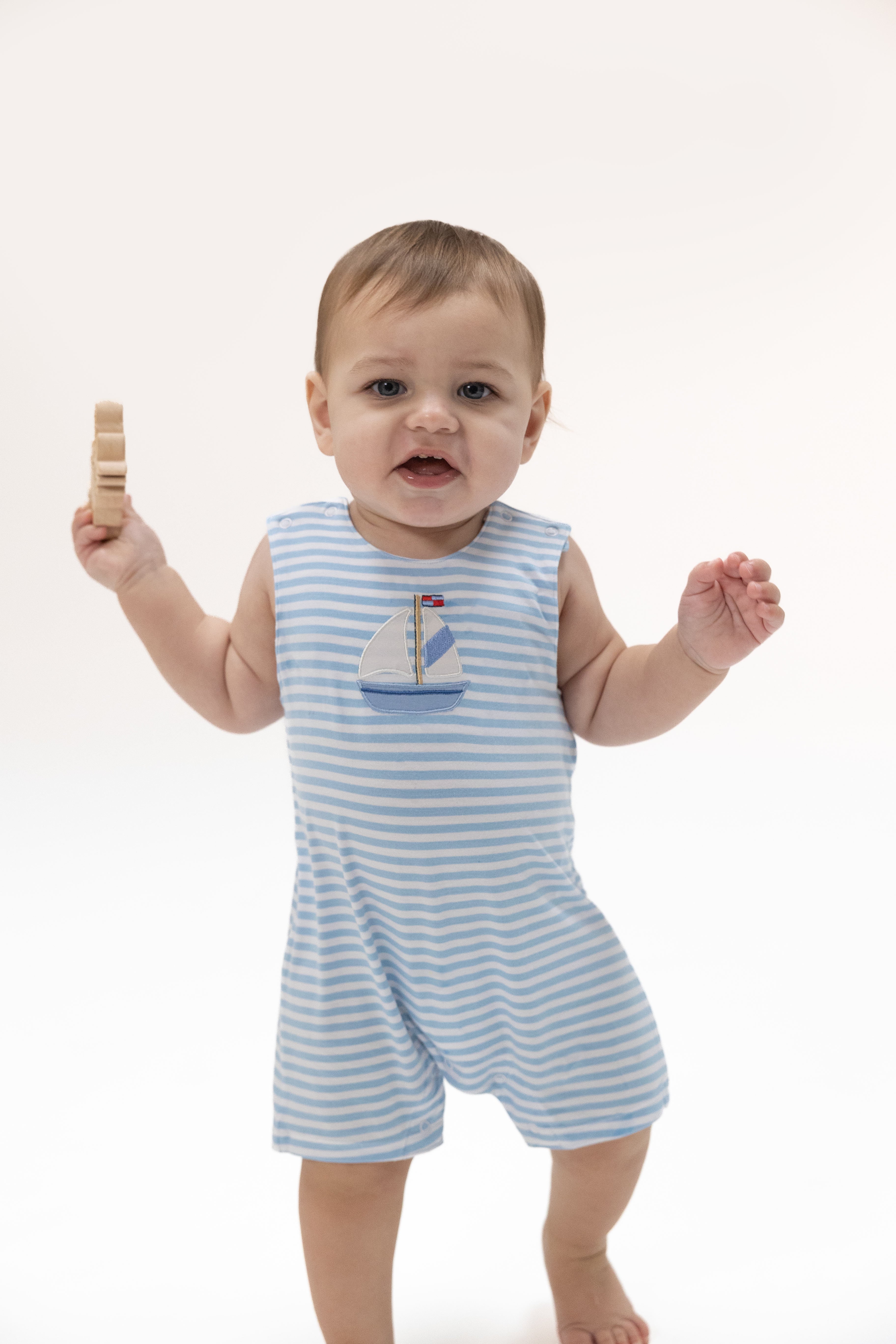 Sleeveless Jon Jon - Bubbly Sailboat Stripe