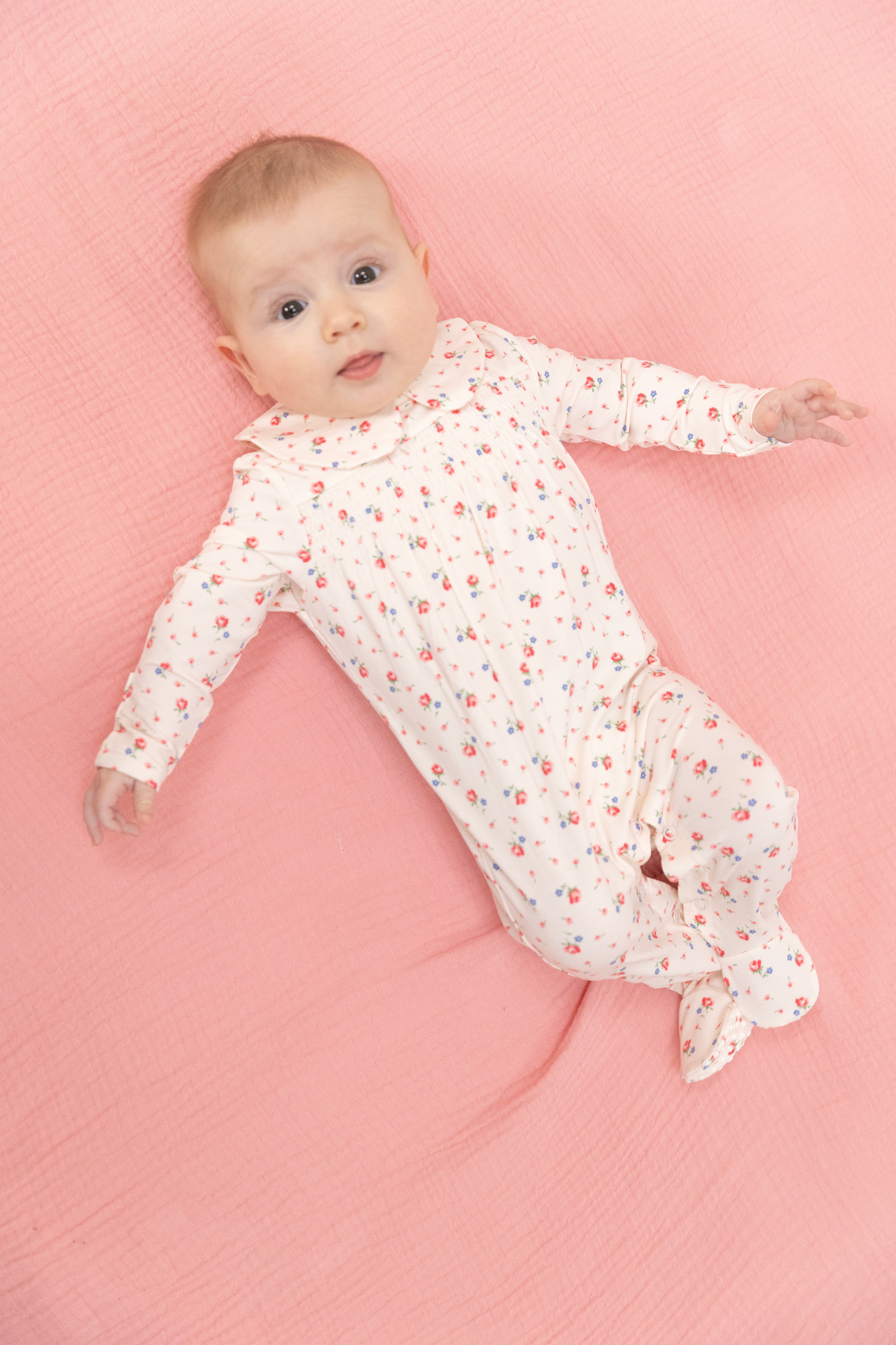 Smocked Zipper Footie - Joli Rosette