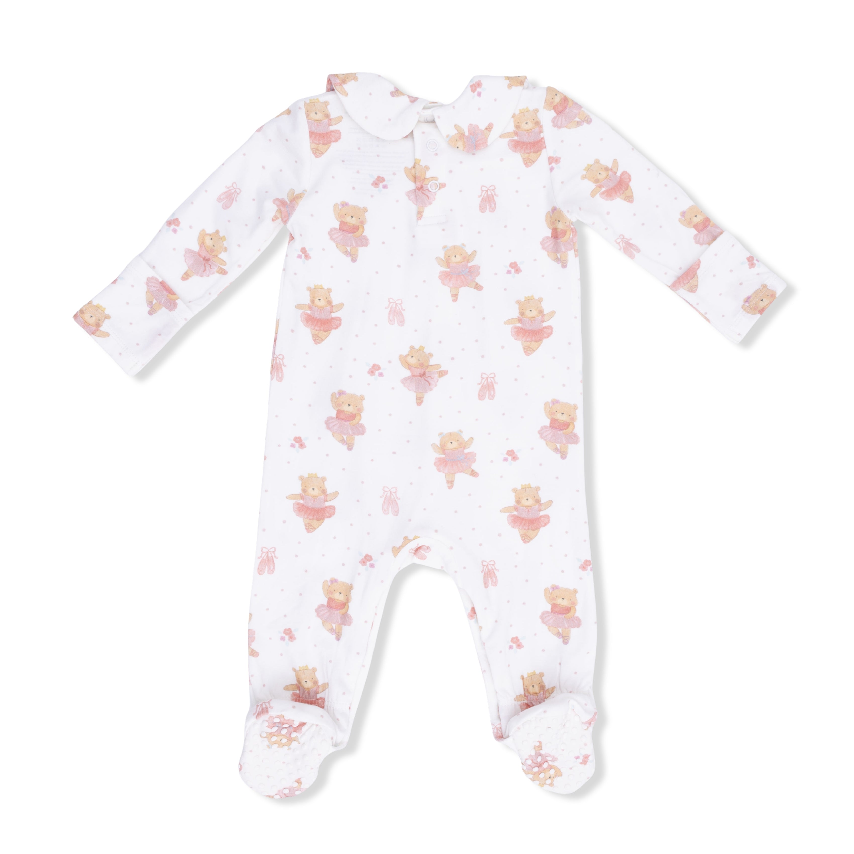 Smocked Zipper Footie - Teddy Bear Ballerina