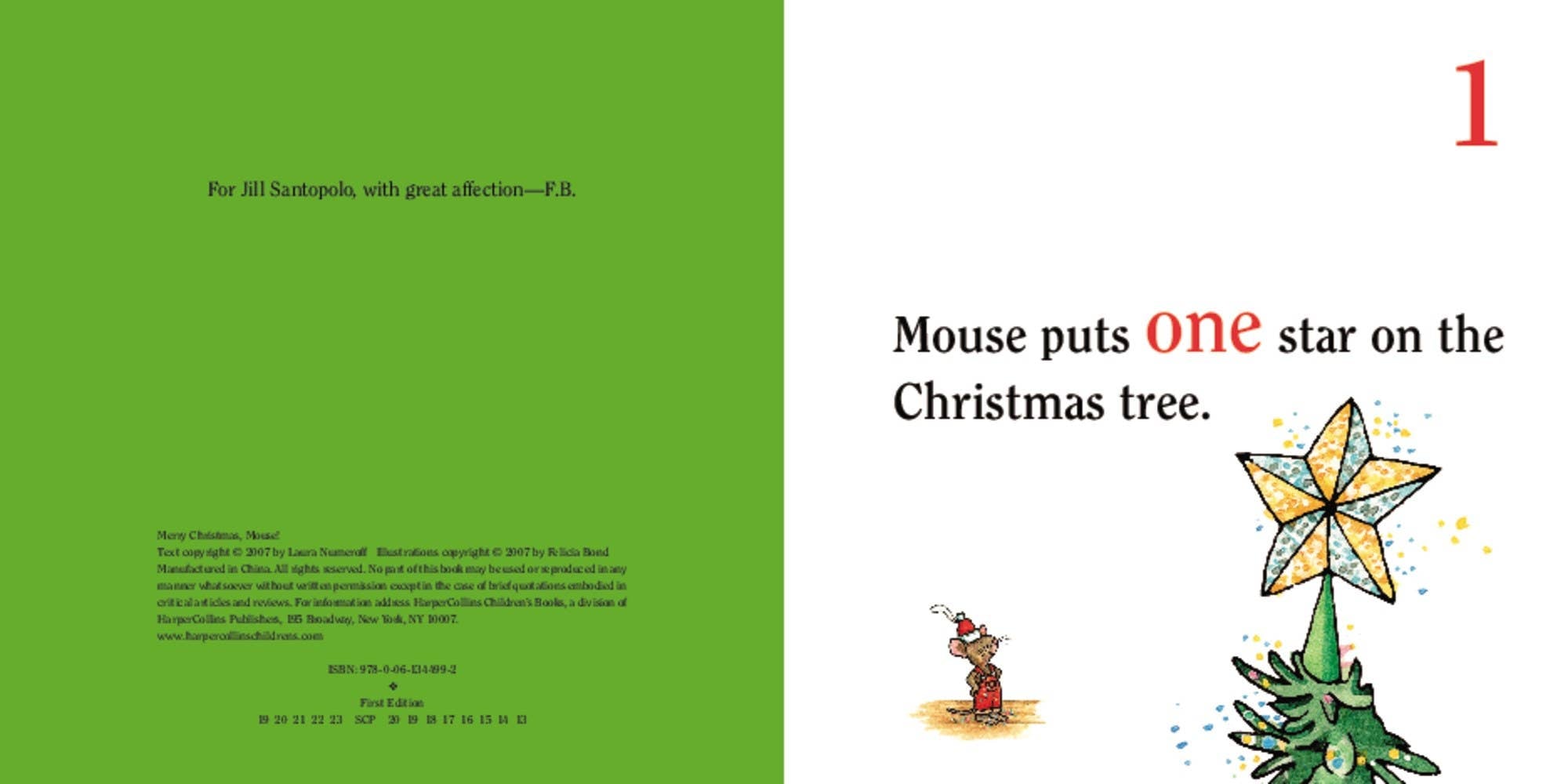 A children's book spread showing the front and back covers. The left page is bright green with black text and small publisher details.