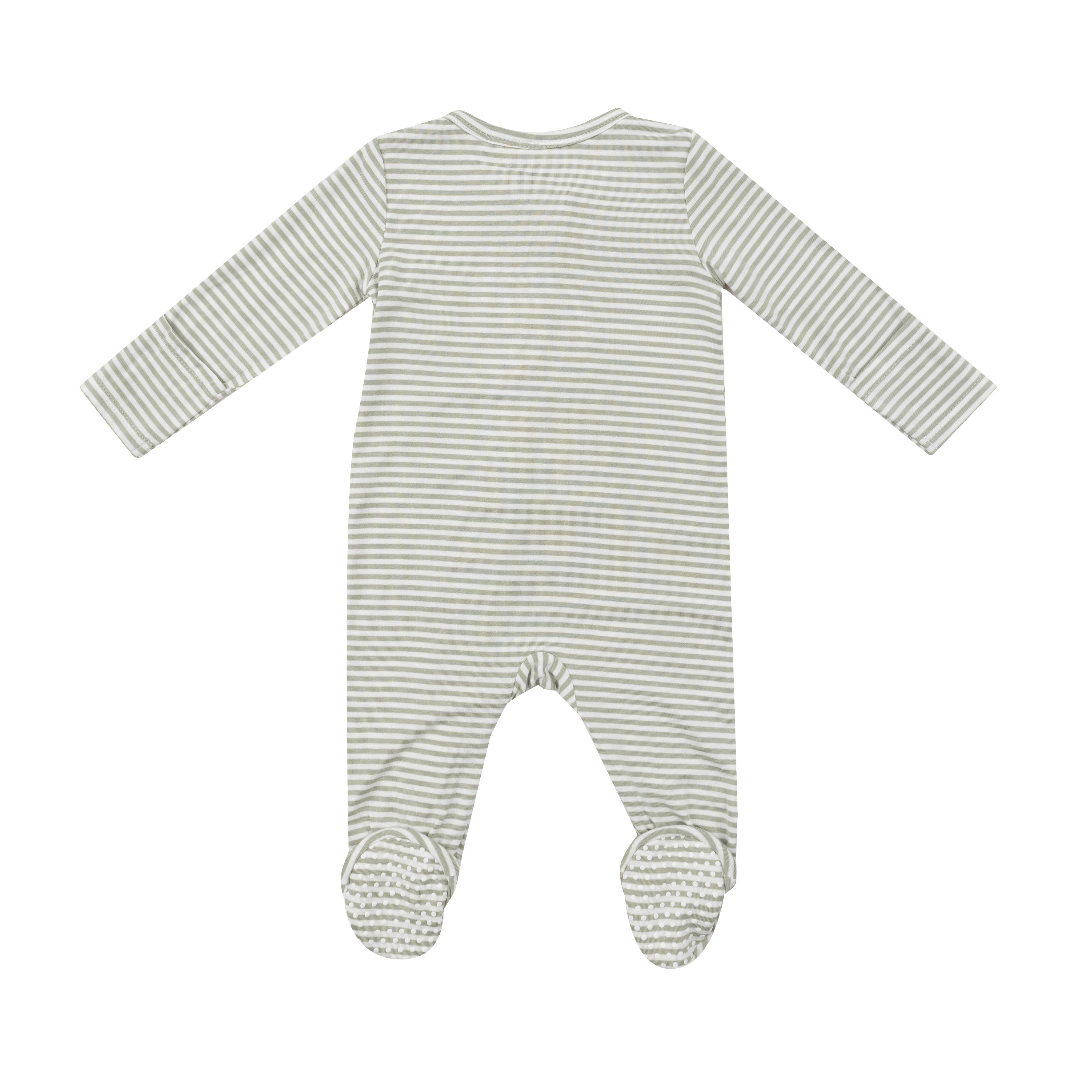 Zippered Footie - Desert Green Stripe