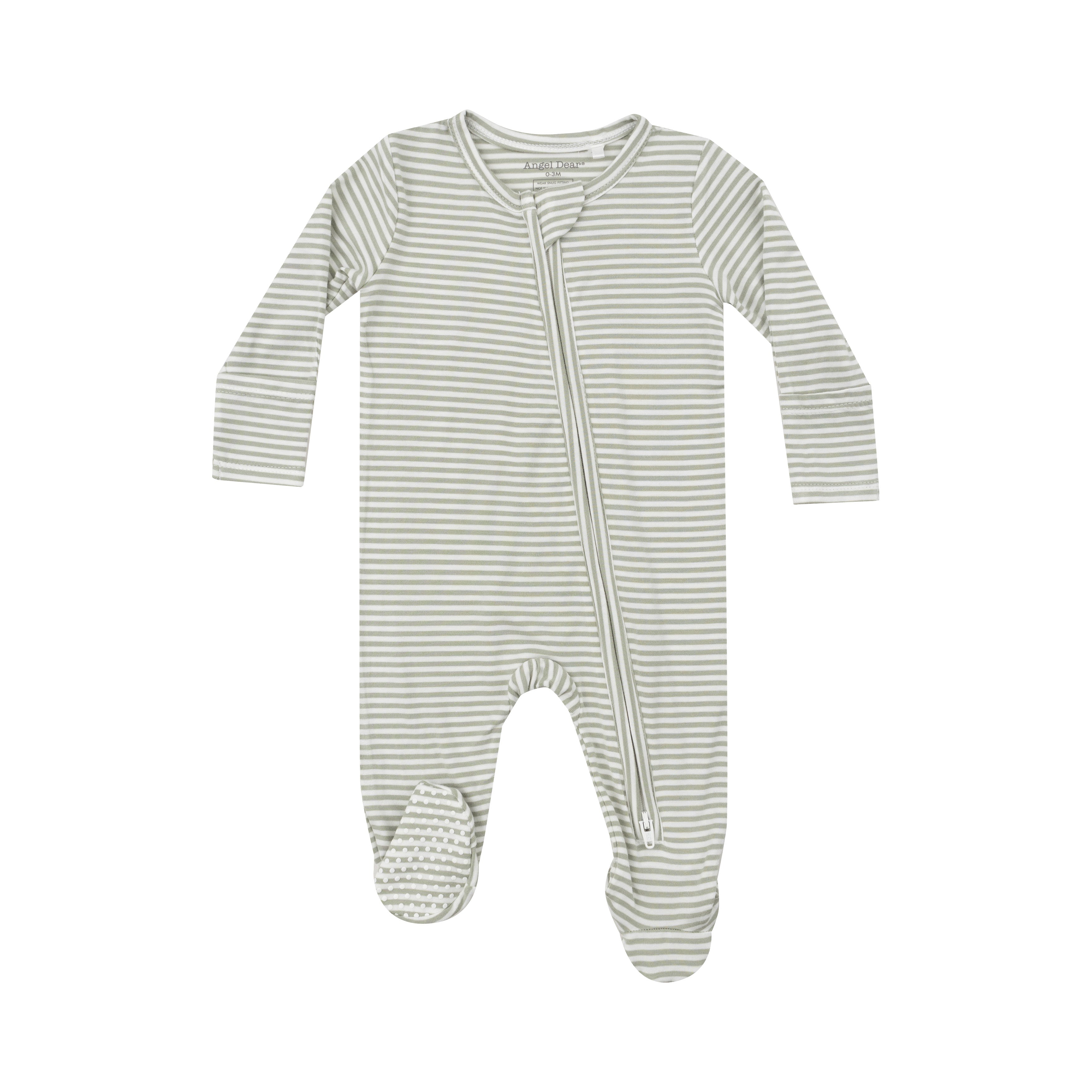 Zippered Footie - Desert Green Stripe