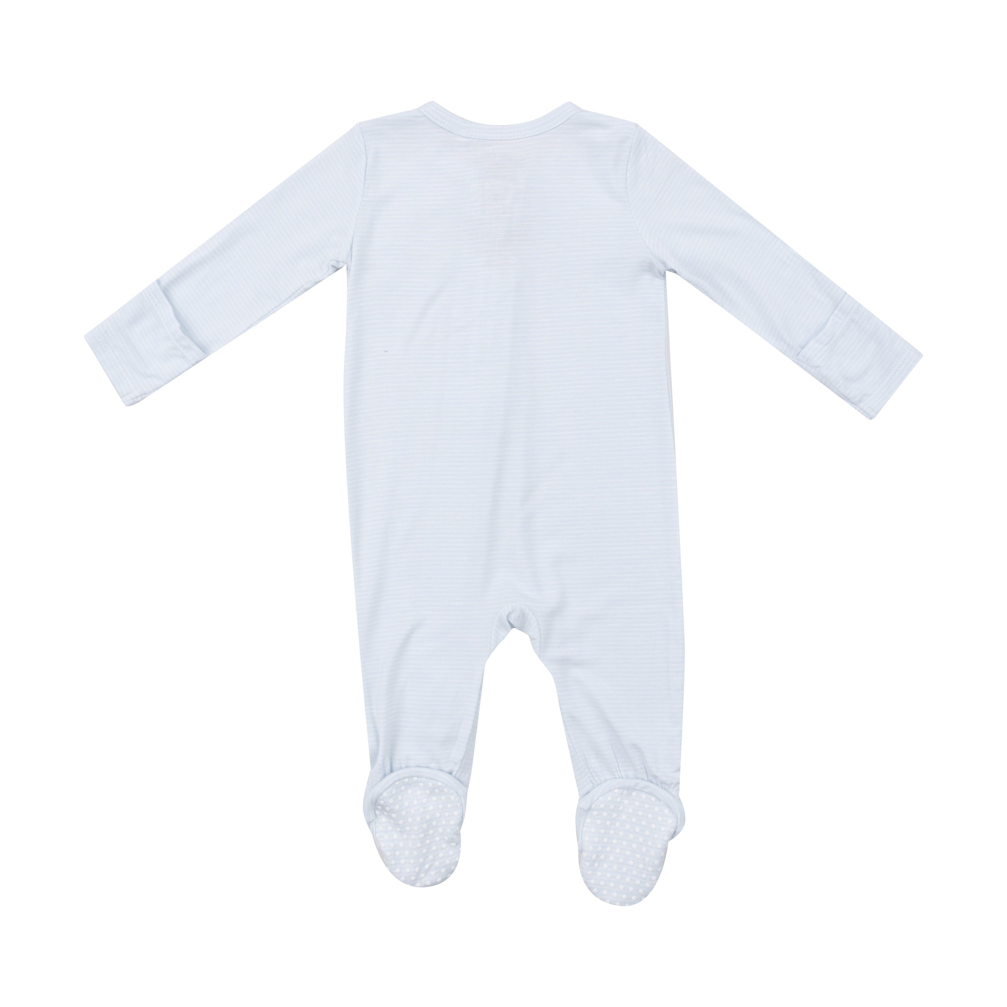 Zippered Footie - Light Blue Stripe