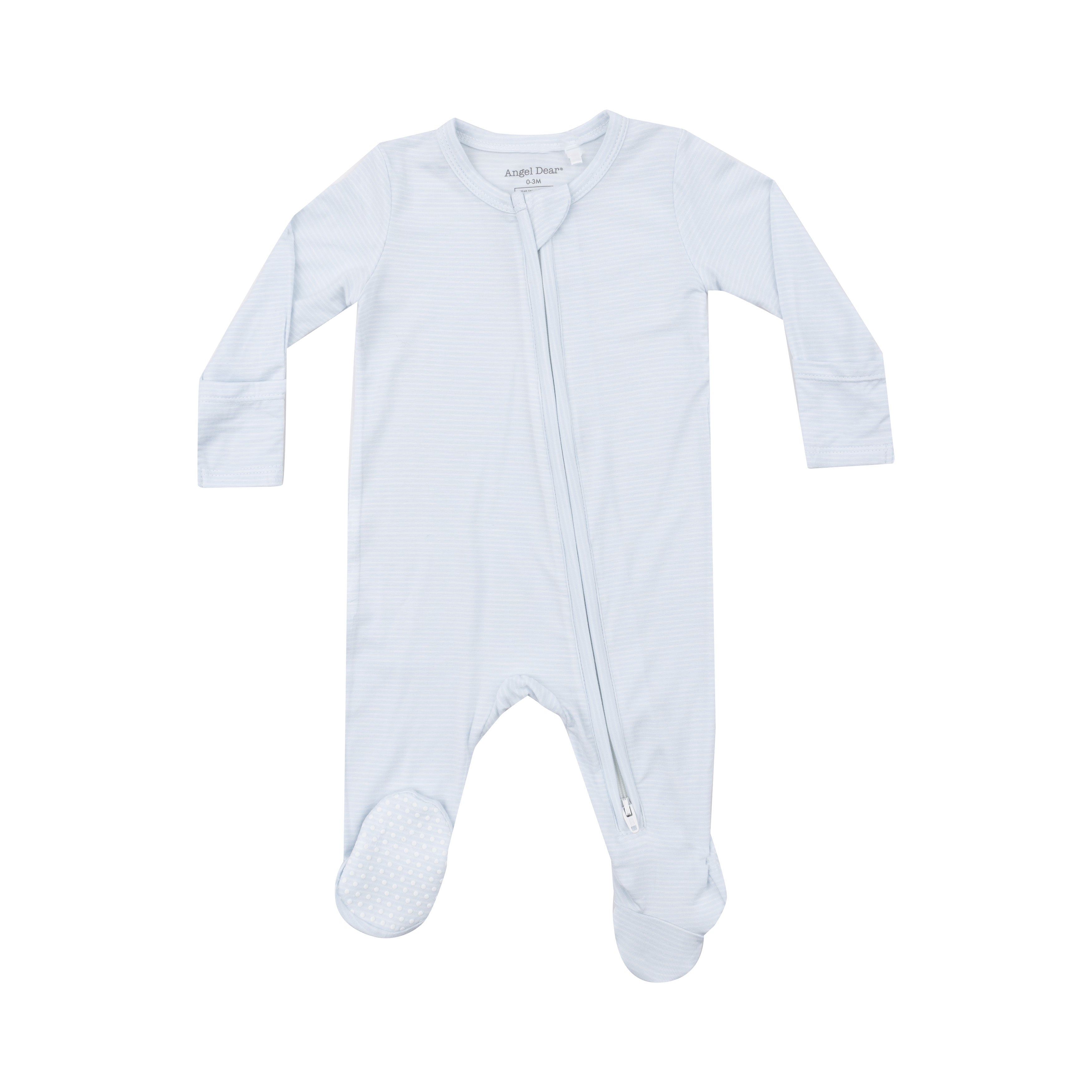 Zippered Footie - Light Blue Stripe