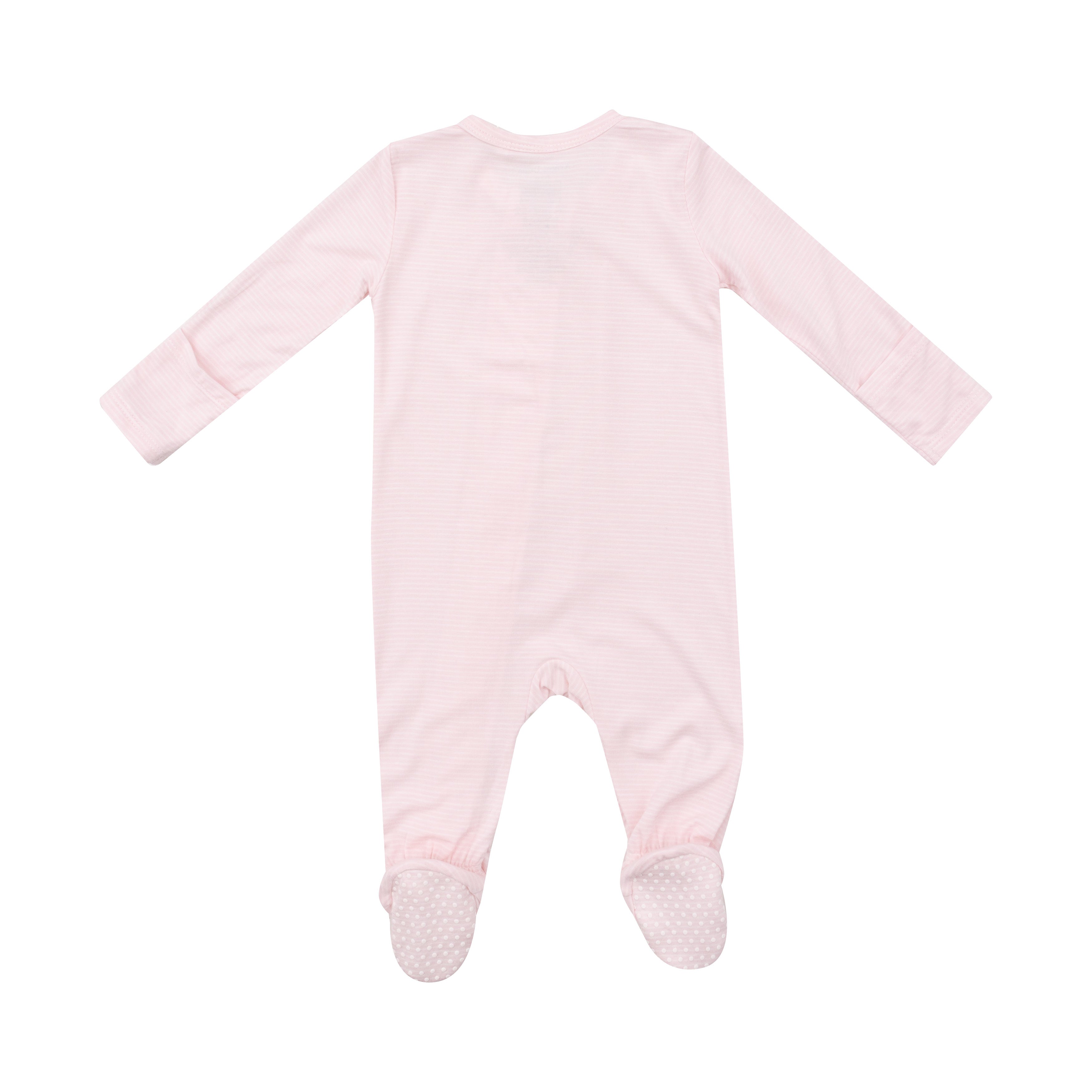 Zippered Footie - Light Pink Stripe