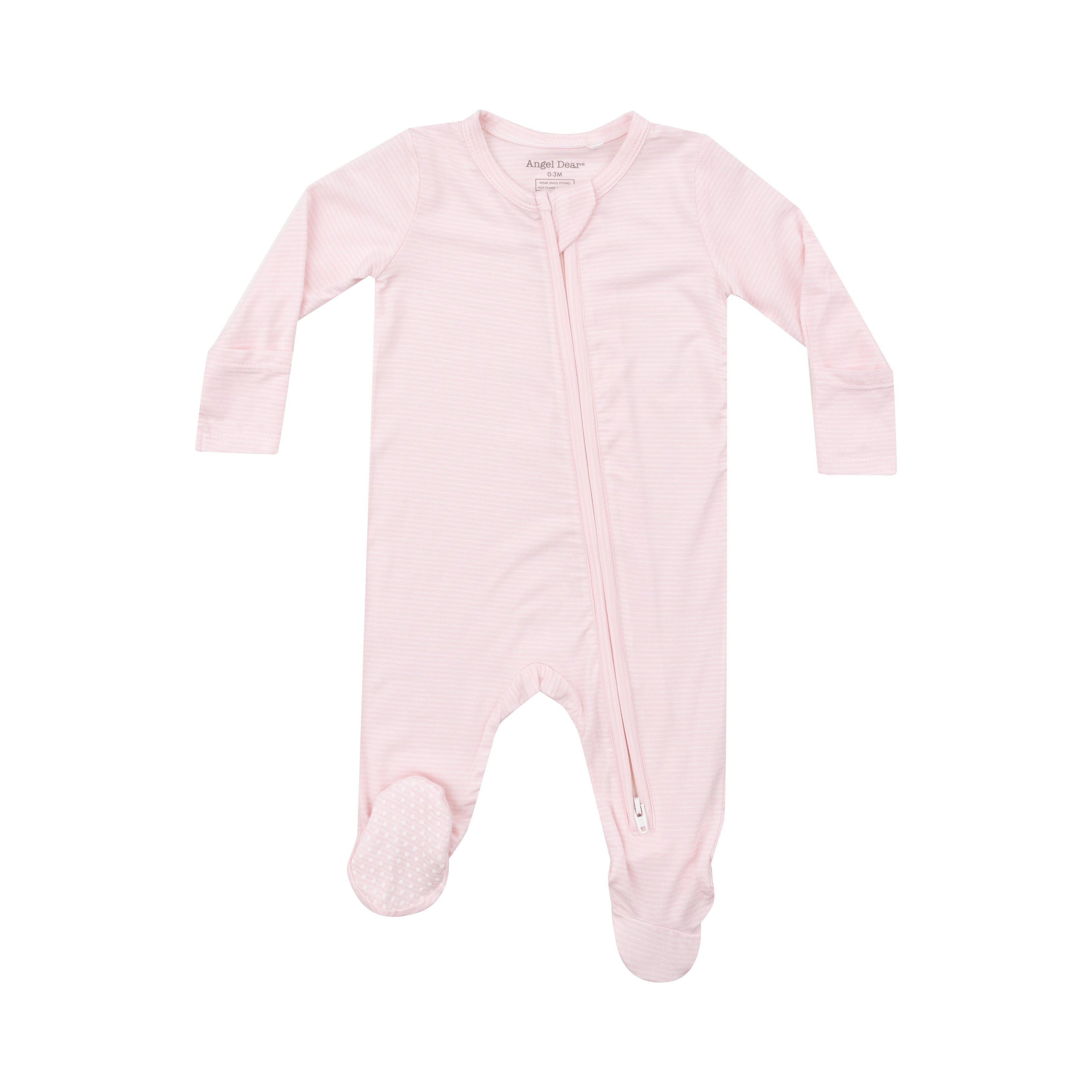 Zippered Footie - Light Pink Stripe