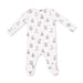 Baby onesie with Christmas teddy bear pattern on a white background