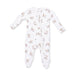 Baby onesie with dog pattern on a white background