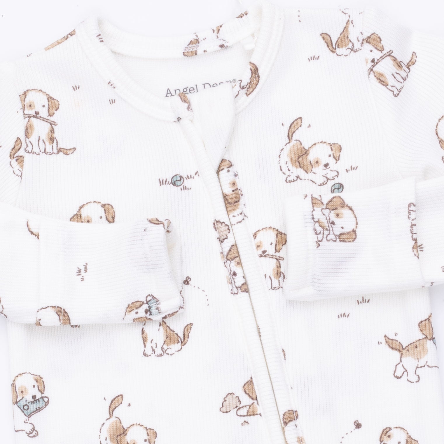 Fabric with dog pattern on a white background