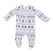 Baby sleeper with football pattern on a white background