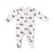 Baby onesie with tractor pattern on a white background