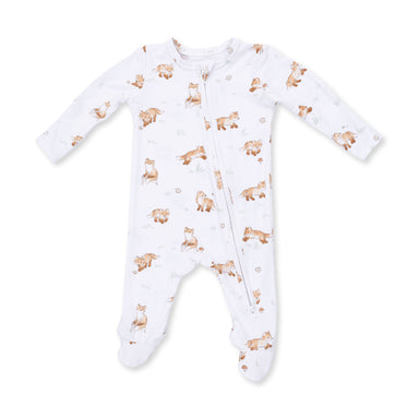 Baby onesie with animal print on a white background
