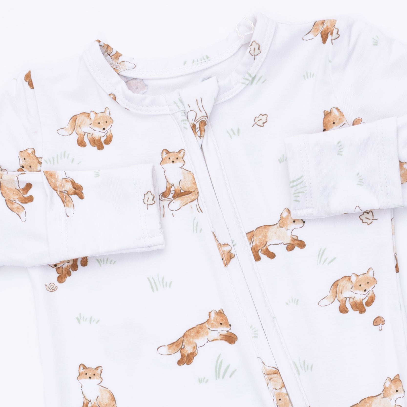 Baby outfit with fox pattern on a white background
