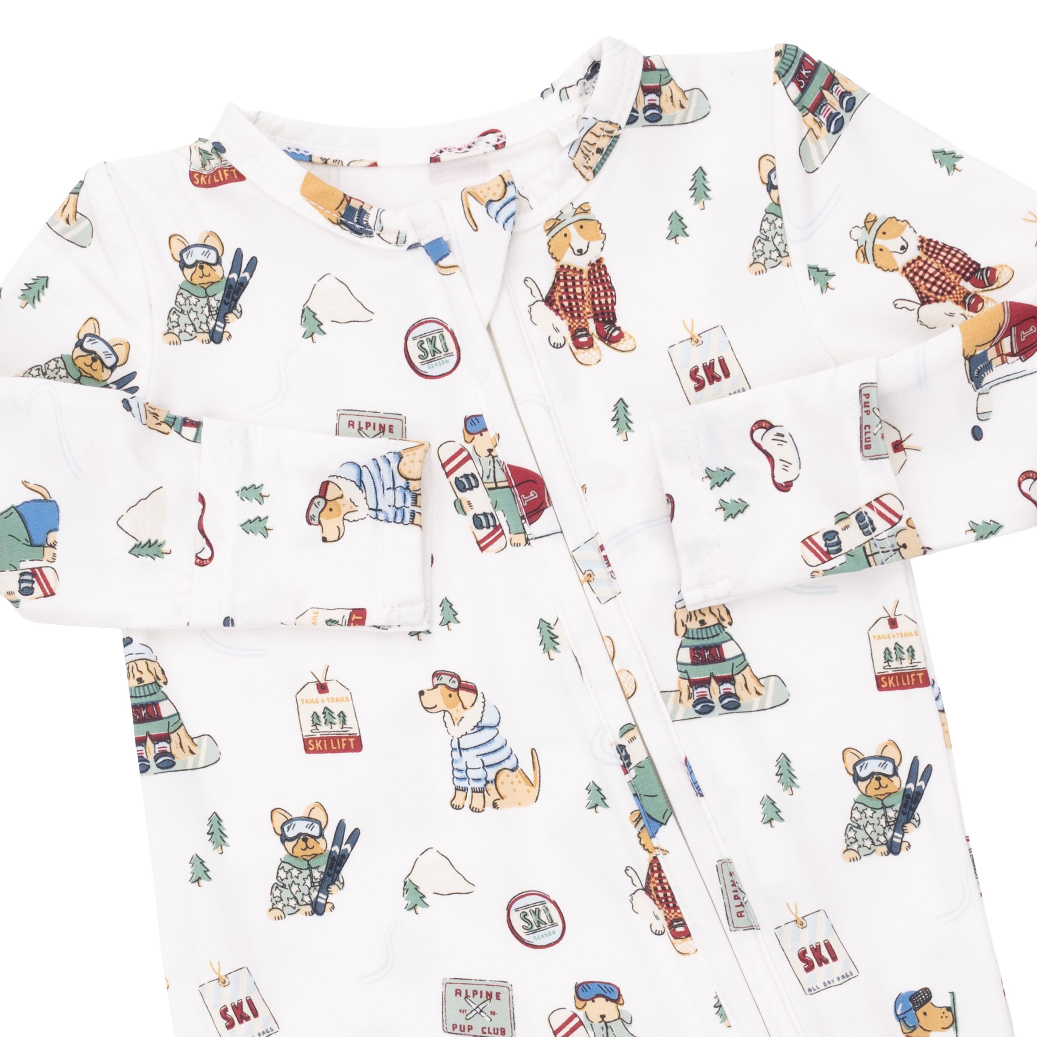 Children's pajama set with a dog pattern on a white background