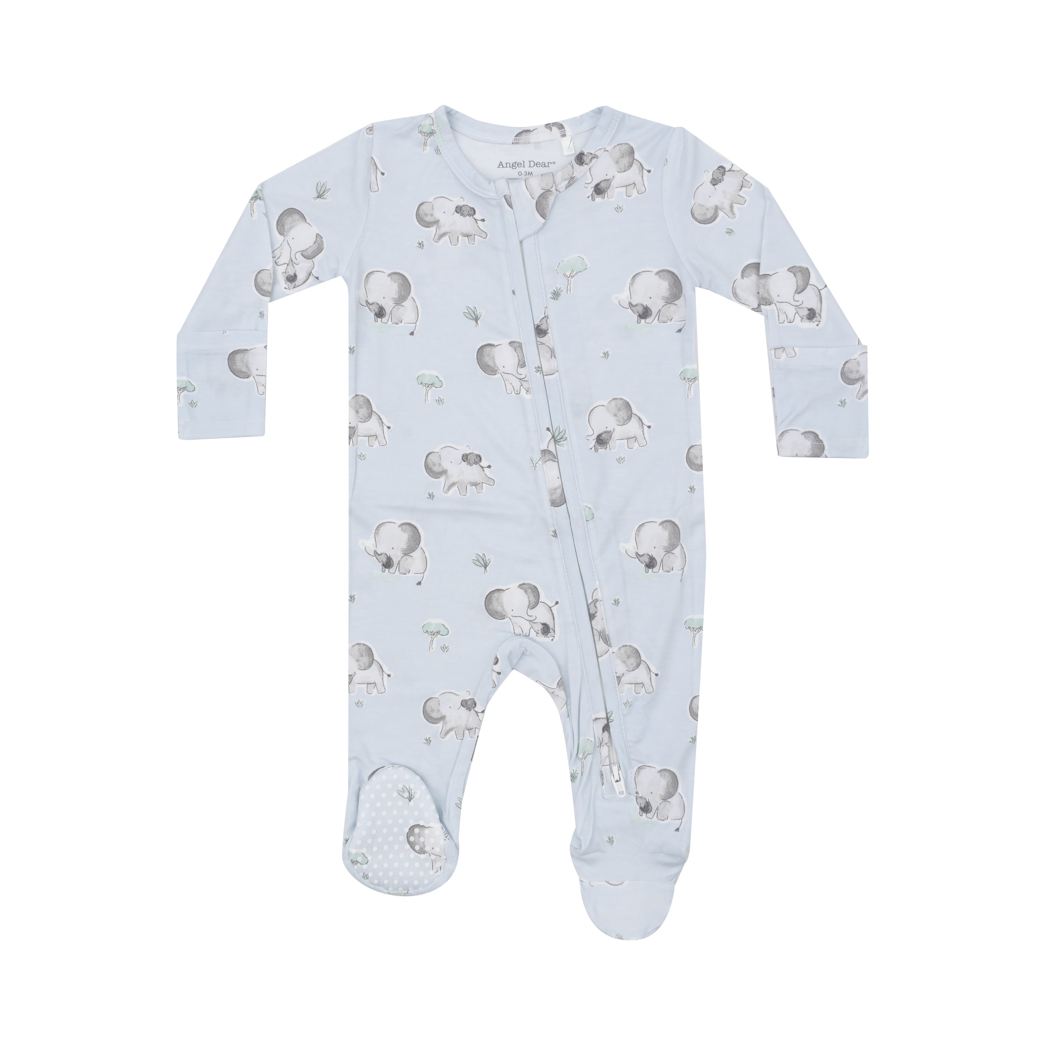 Zippered Footie - Grey Elephants