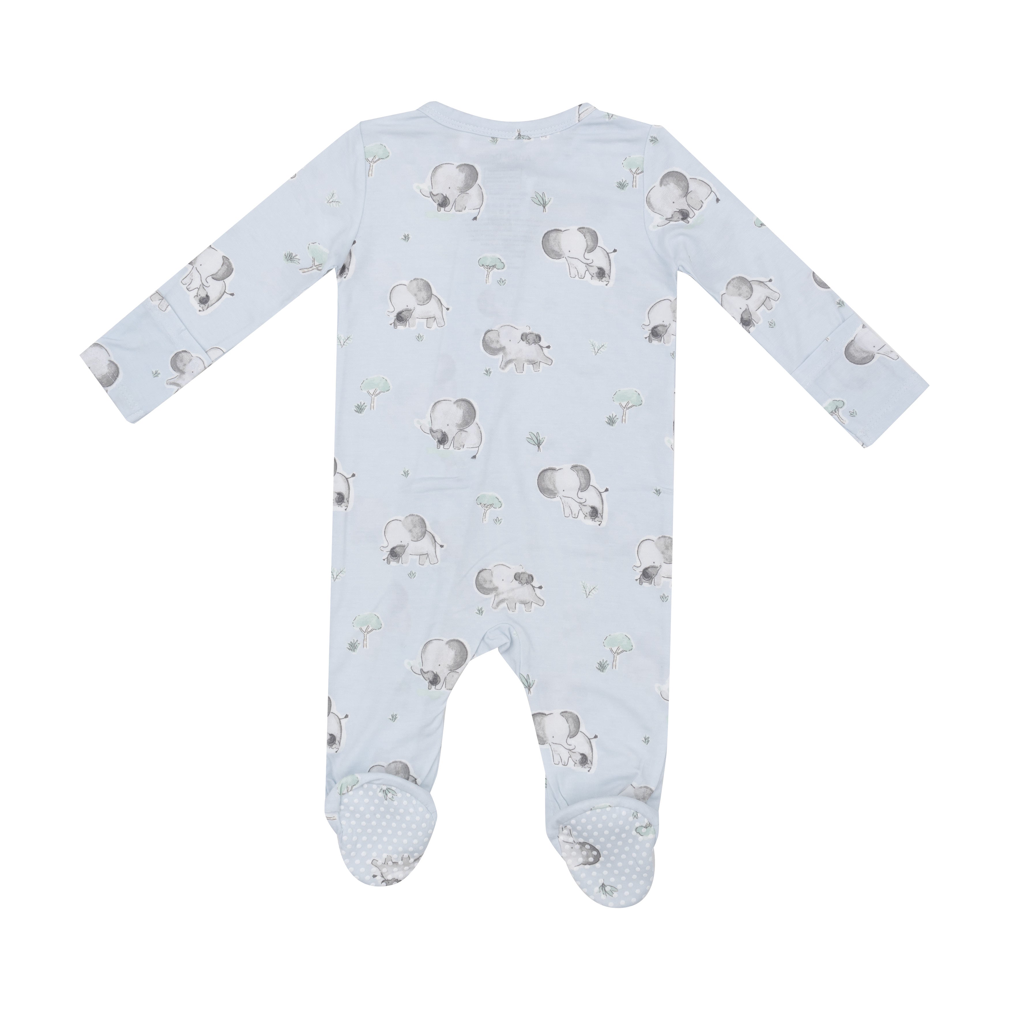 Zippered Footie - Grey Elephants