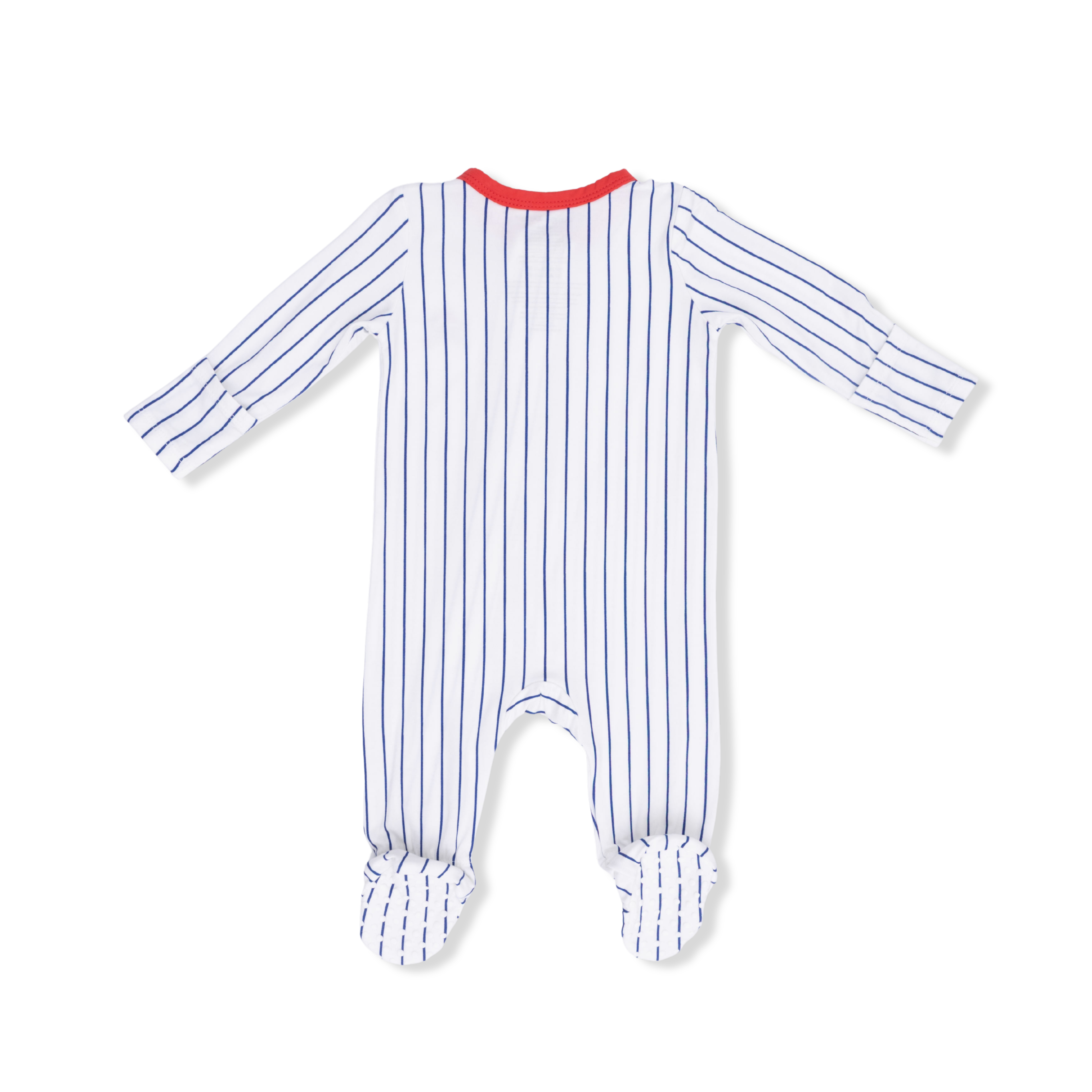 Zippered Footie - Baseball Stripe
