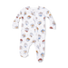 Baby onesie with western dog pattern on a white background