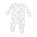 Baby onesie with dog pattern on a white background