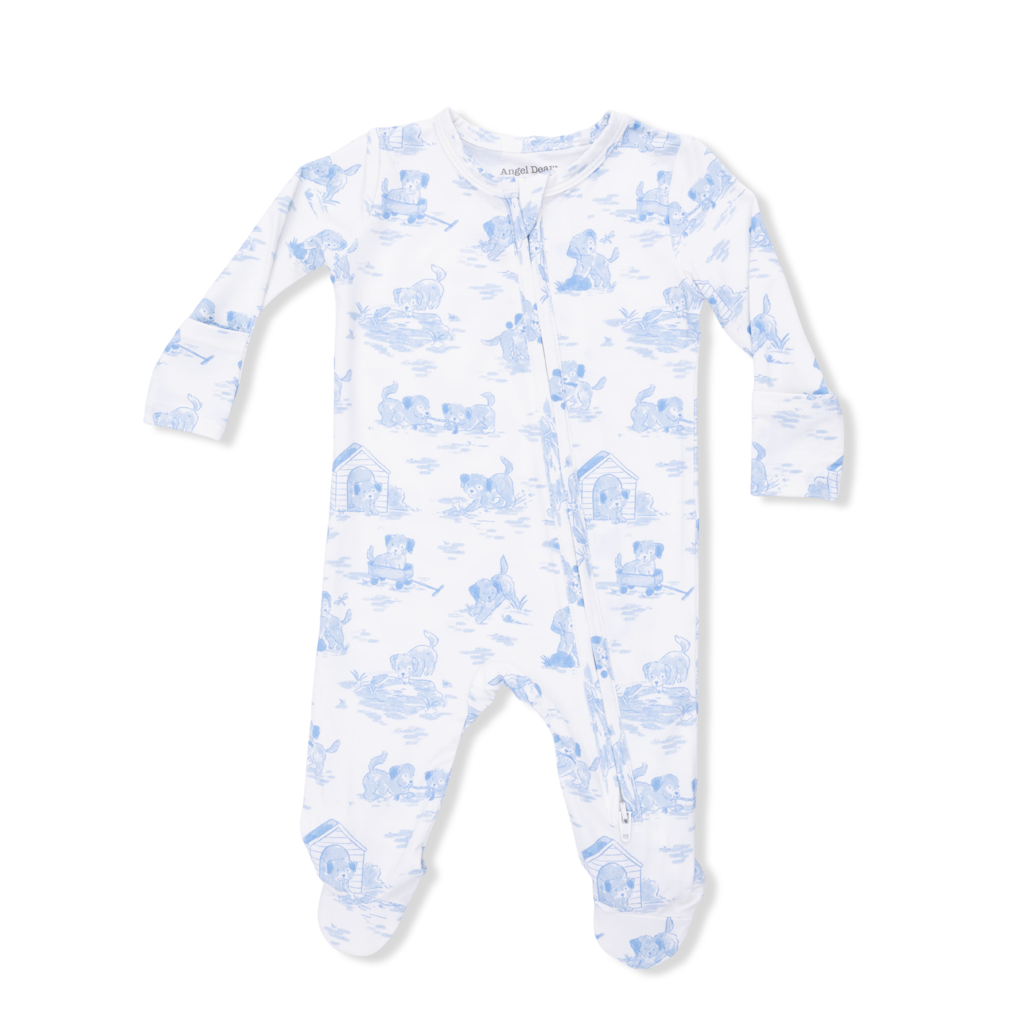 Zippered Footie - Puppy Toile Blue
