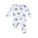 Baby footie with soccer ball pattern on a white background
