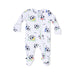 Baby footie with soccer ball pattern on a white background