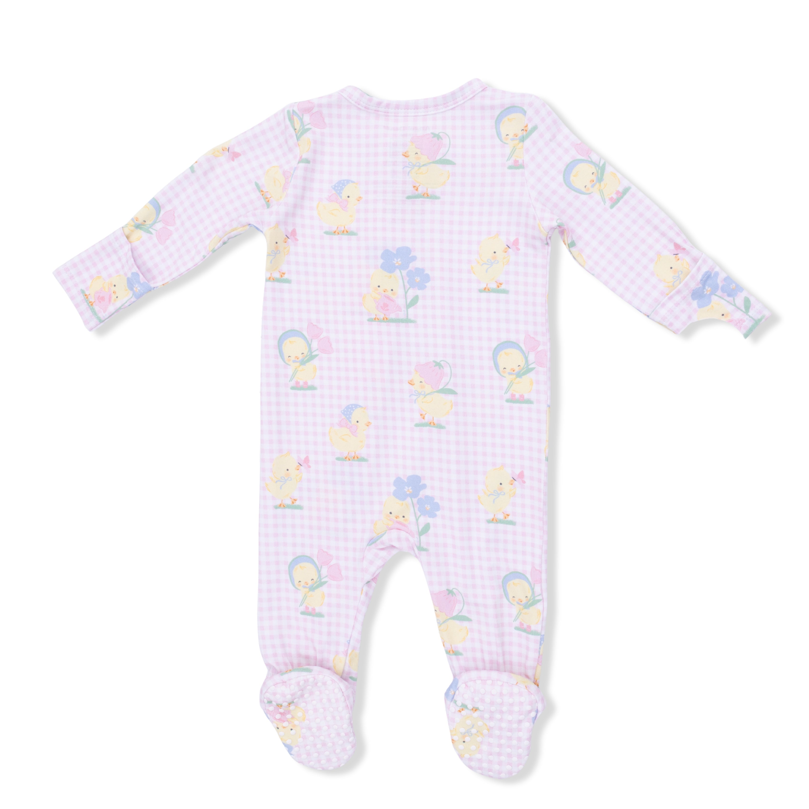 Zippered Footie - Spring Ducklings Pink