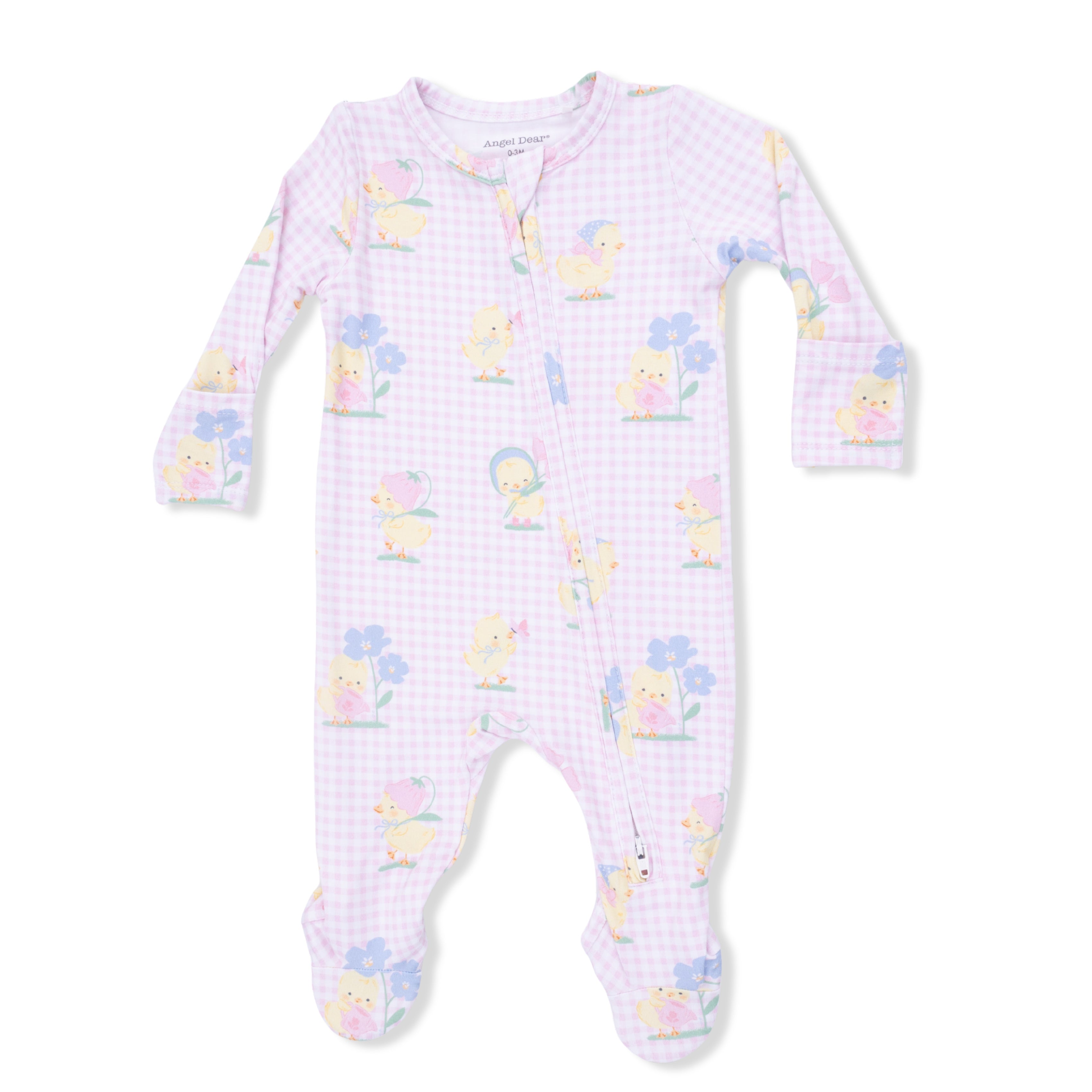 Zippered Footie - Spring Ducklings Pink