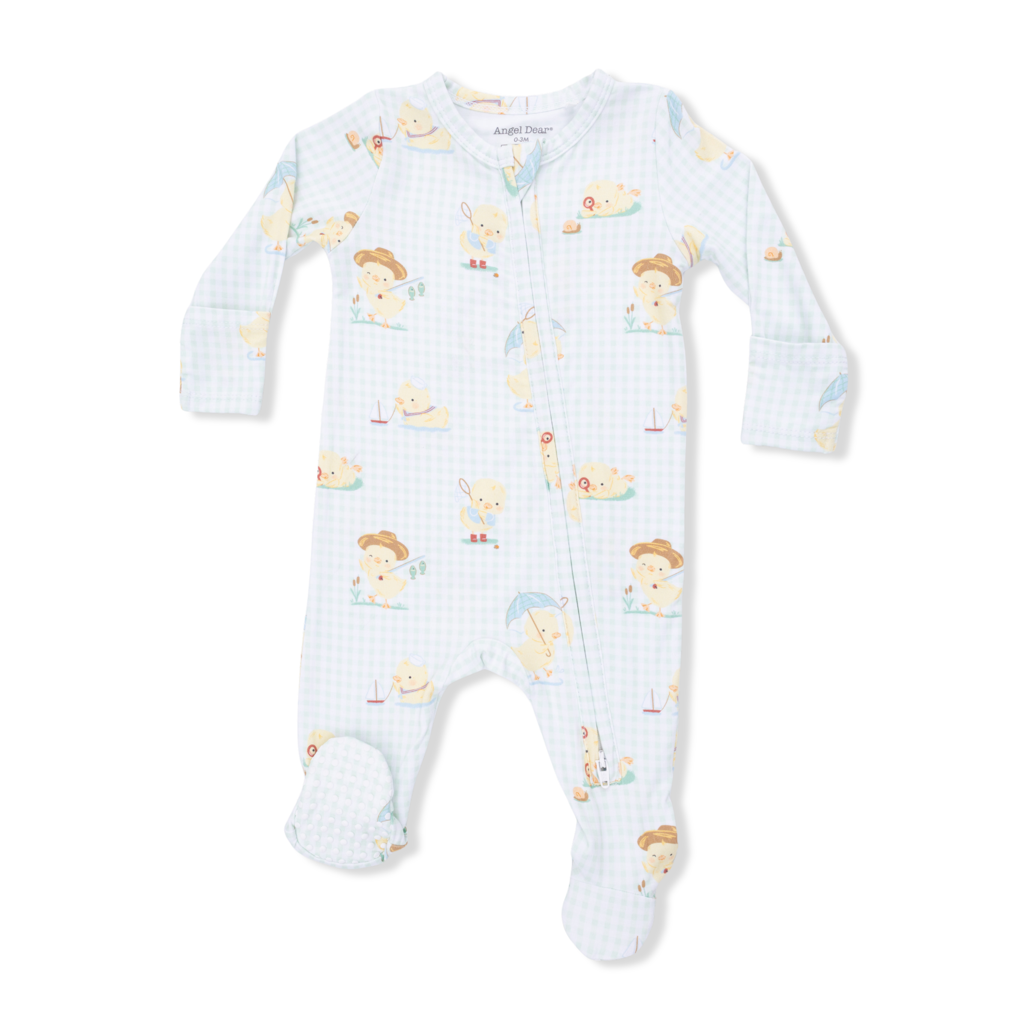 Zippered Footie - Spring Ducklings Green