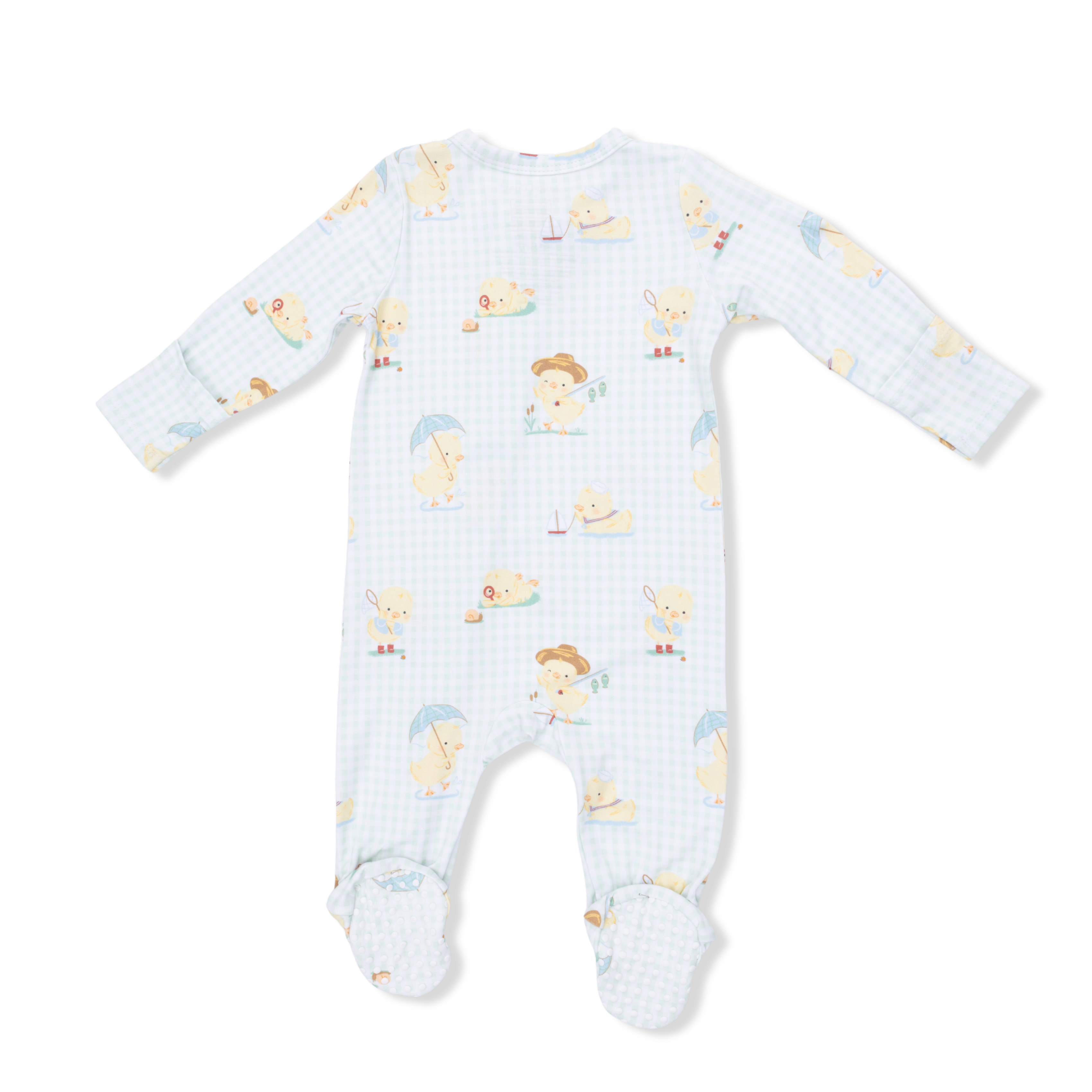 Zippered Footie - Spring Ducklings Green