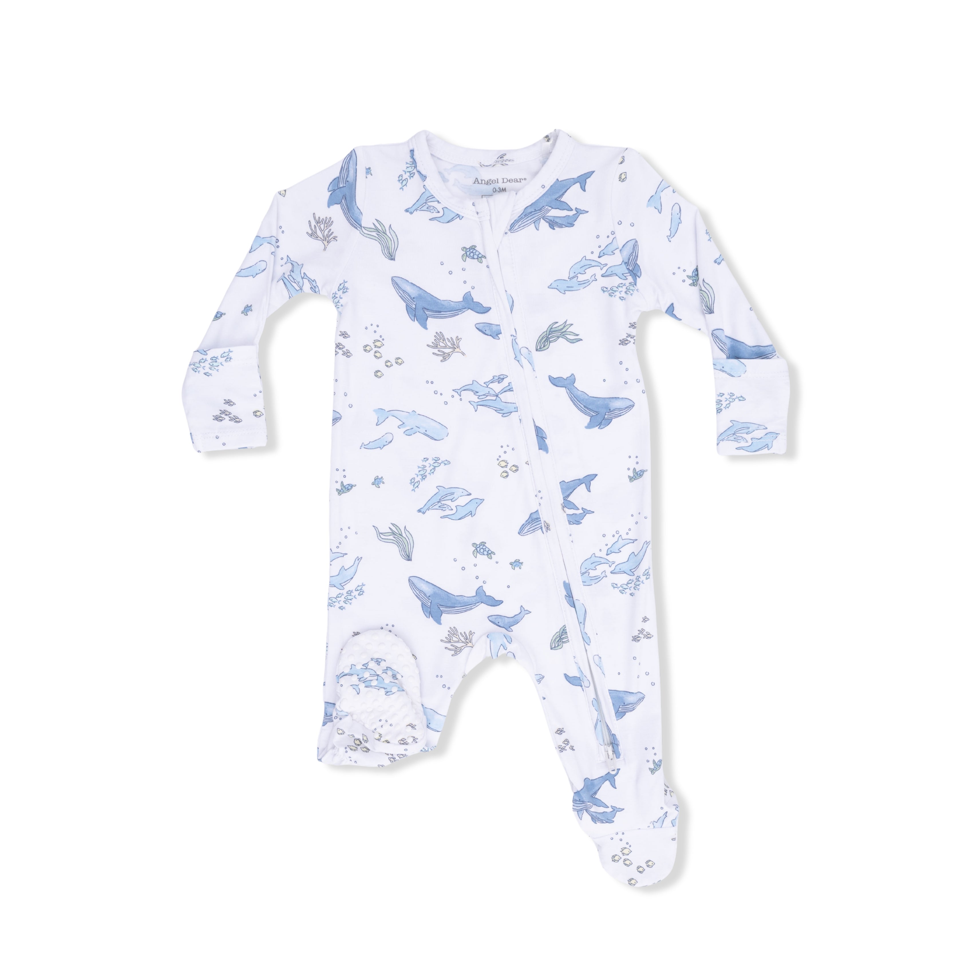 Zippered Footie - Watercolor Blue Whales