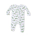 Baby onesie with alligator pattern on a white background
