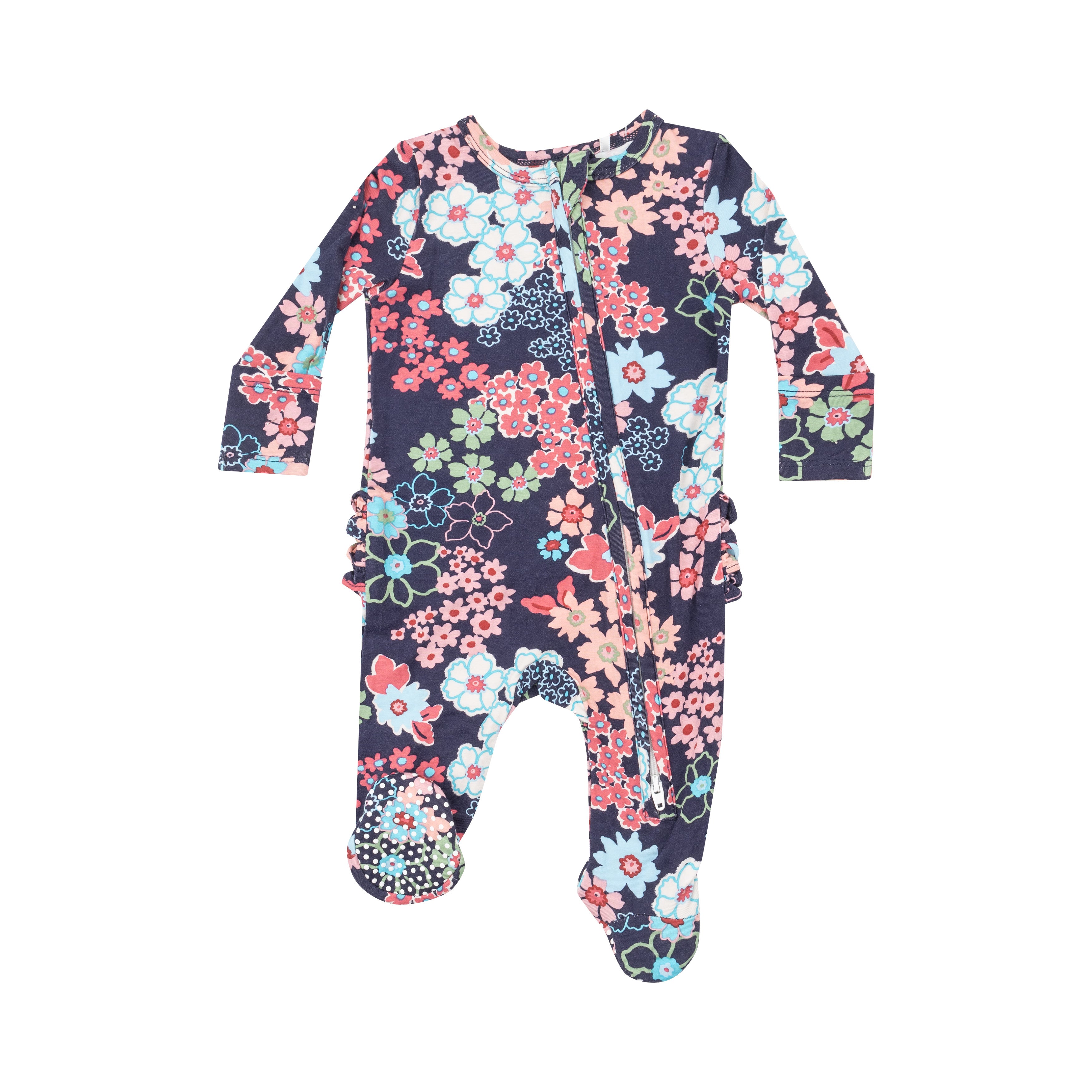 Ruffle Zippered Footie - Japonisme Floral