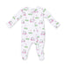 Baby onesie with golf-themed pattern on a white background