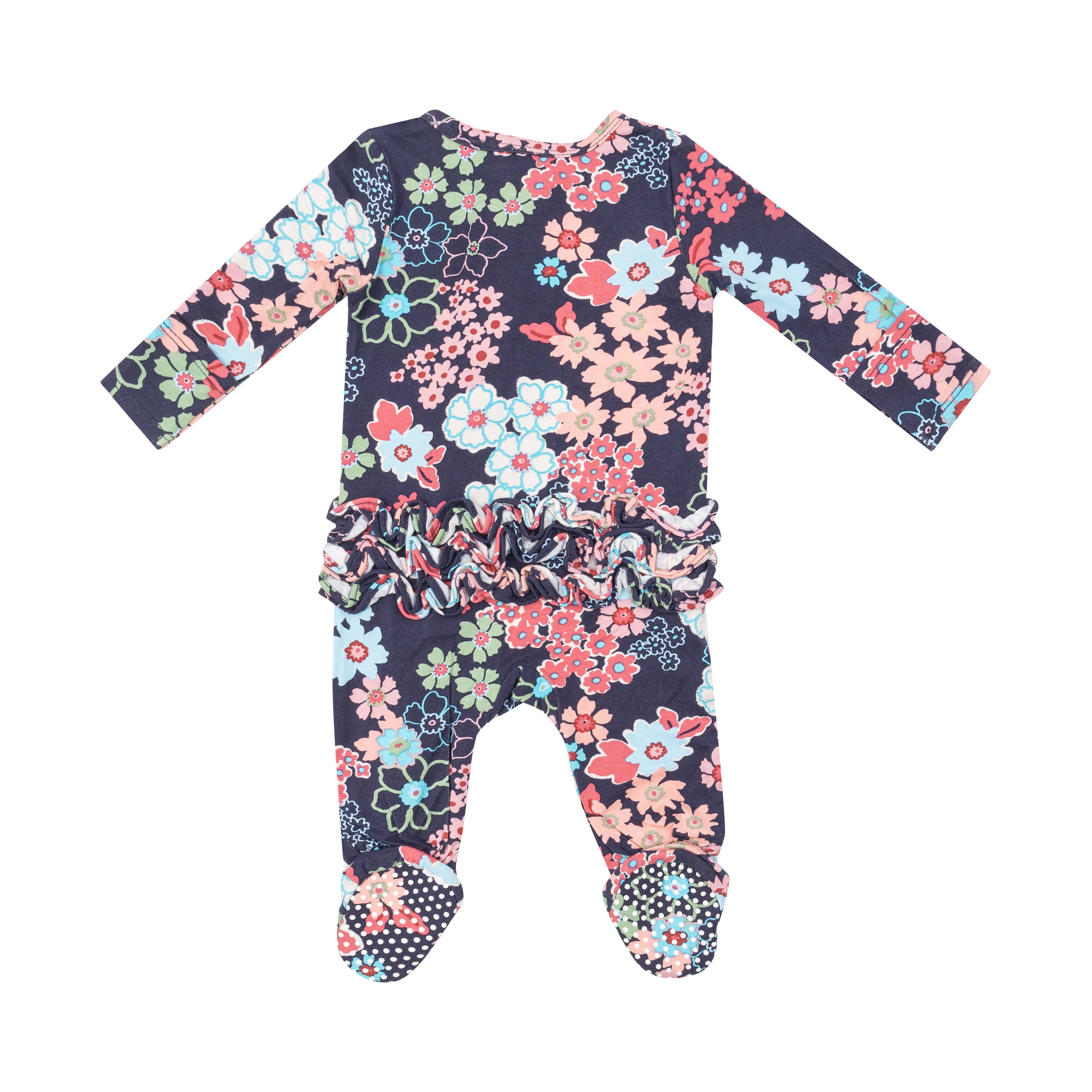 Ruffle Zippered Footie - Japonisme Floral