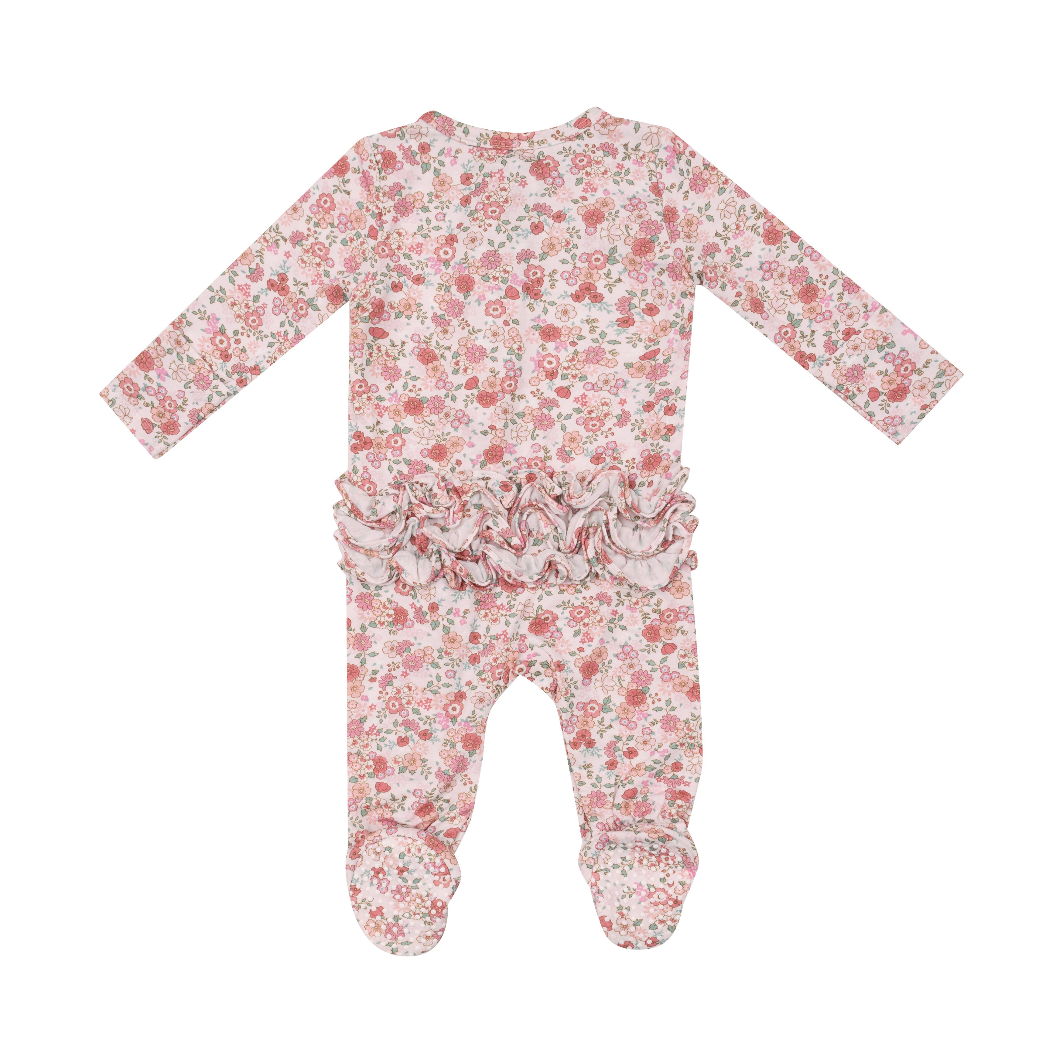 Ruffle Zippered Footie - Pretty Calico