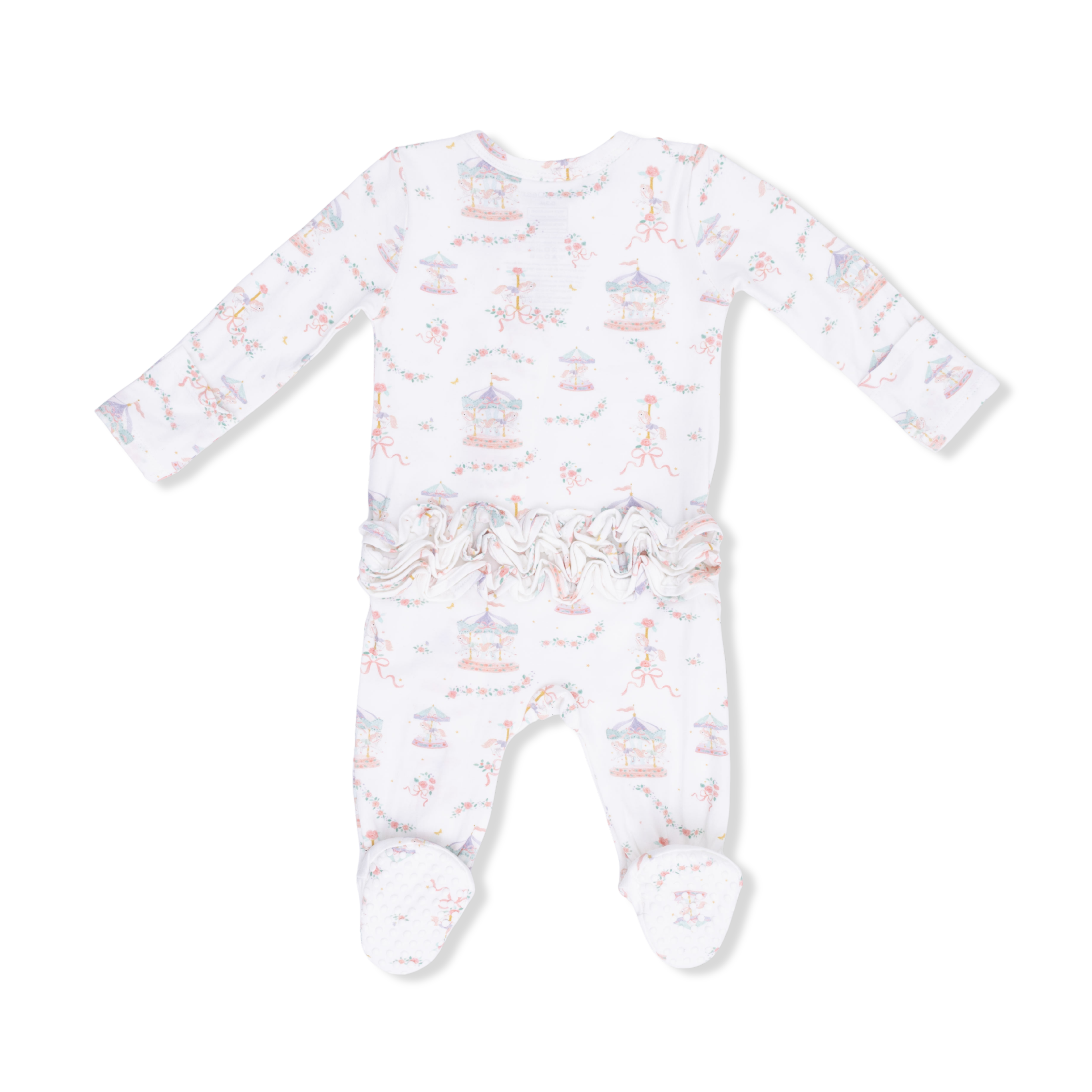 Zippered Ruffle Footie - Carousel With Bows