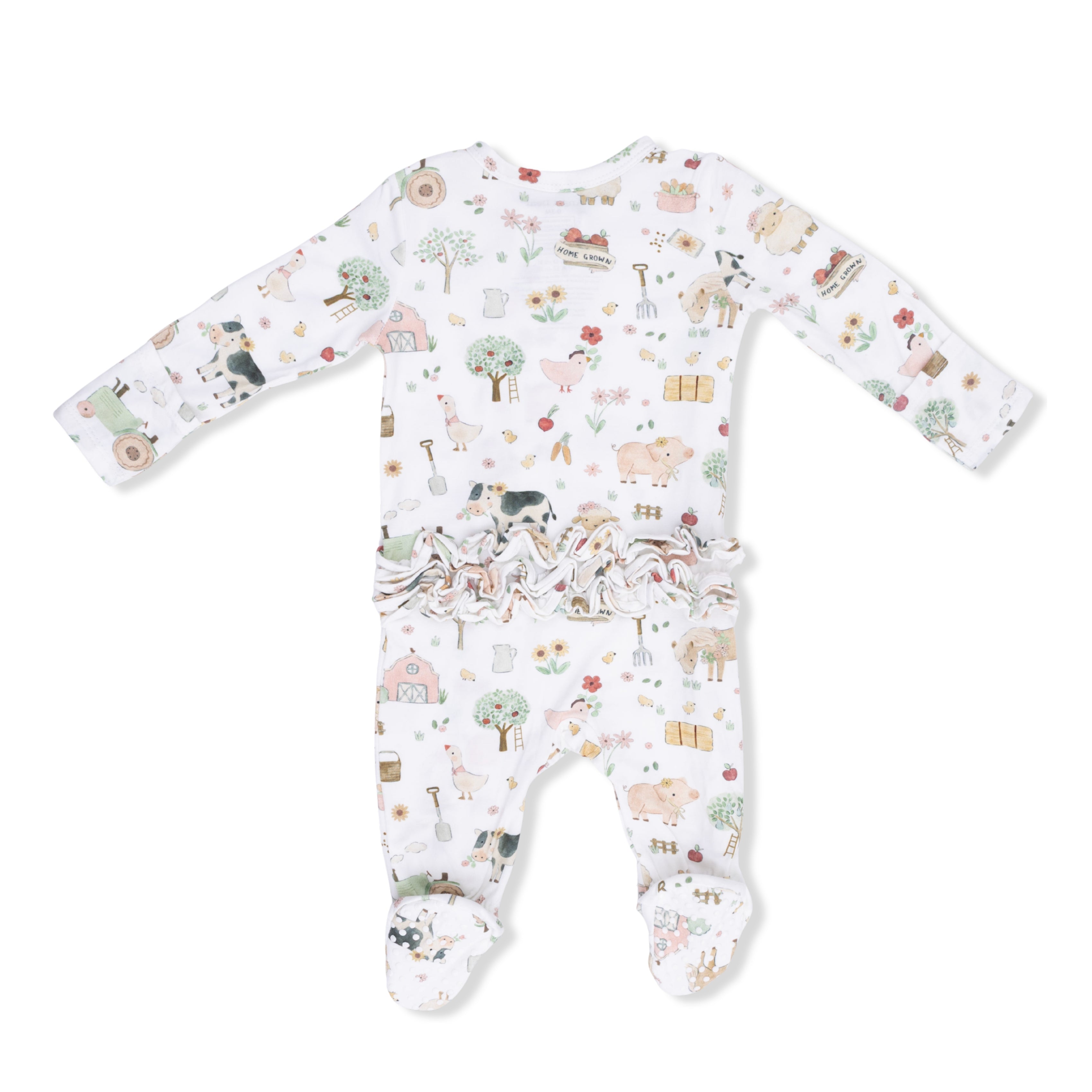 Zippered Ruffle Footie - Cute Farm Animals