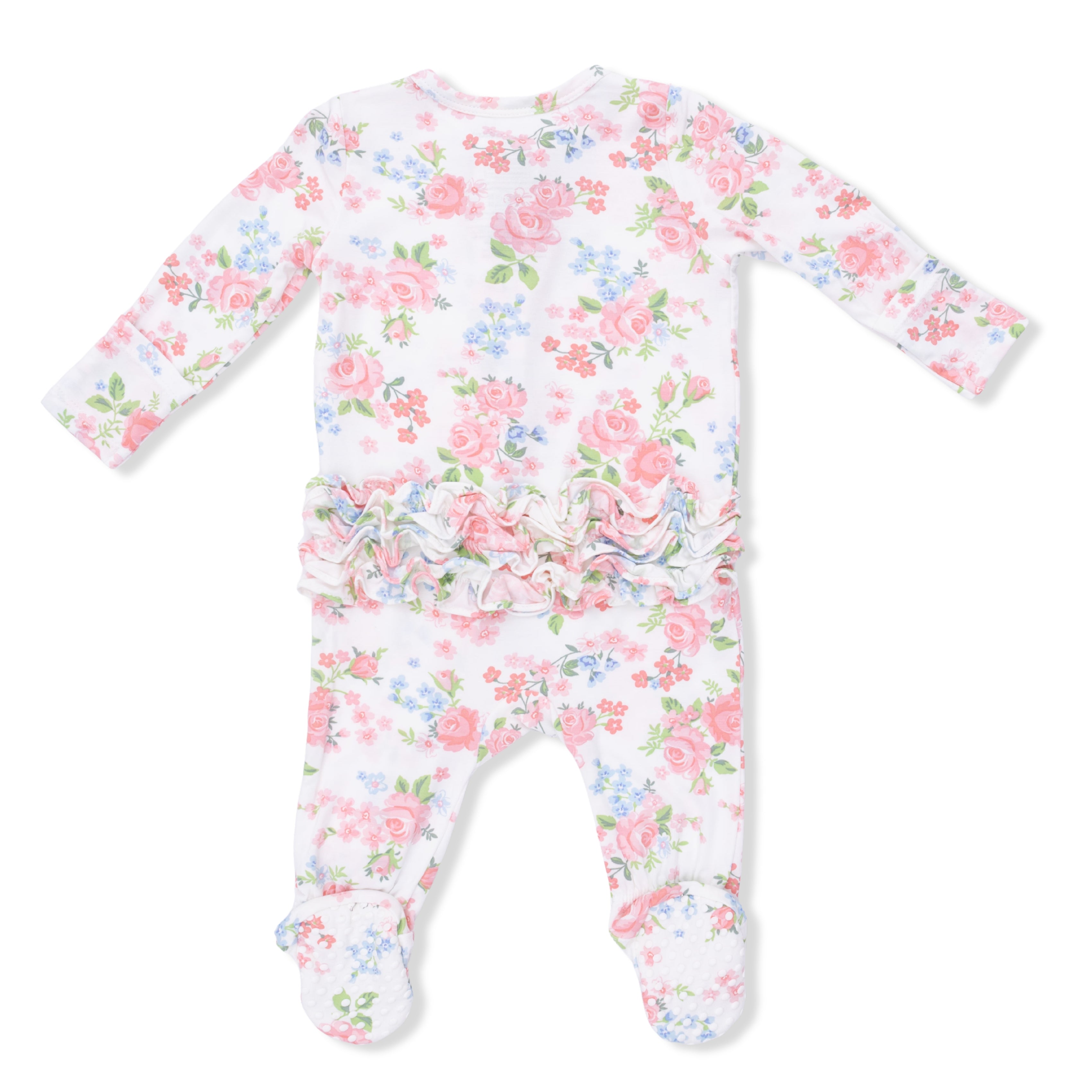 Zippered Ruffle Footie - Cute Little Roses