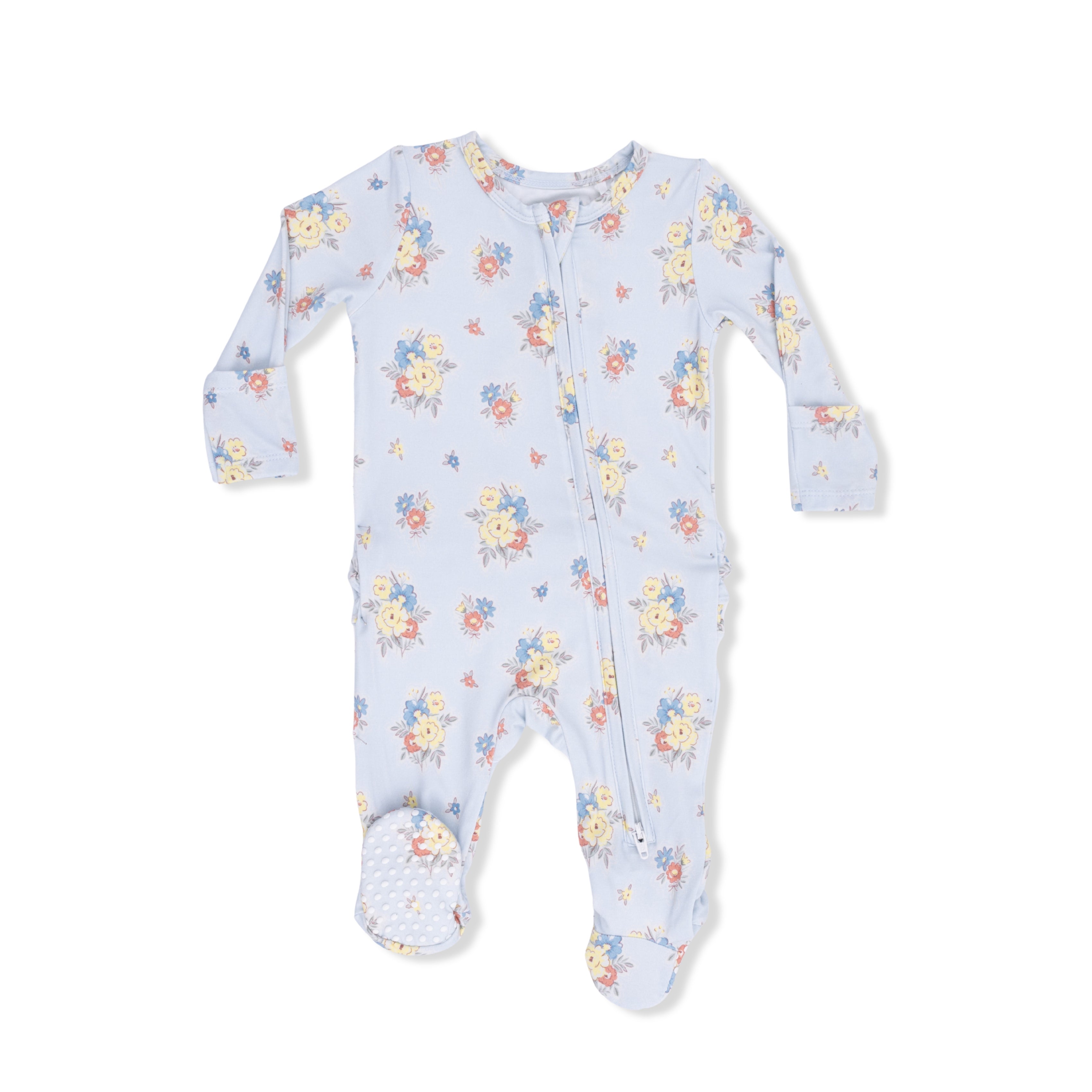 Zippered Ruffle Footie - Country Stitch Floral