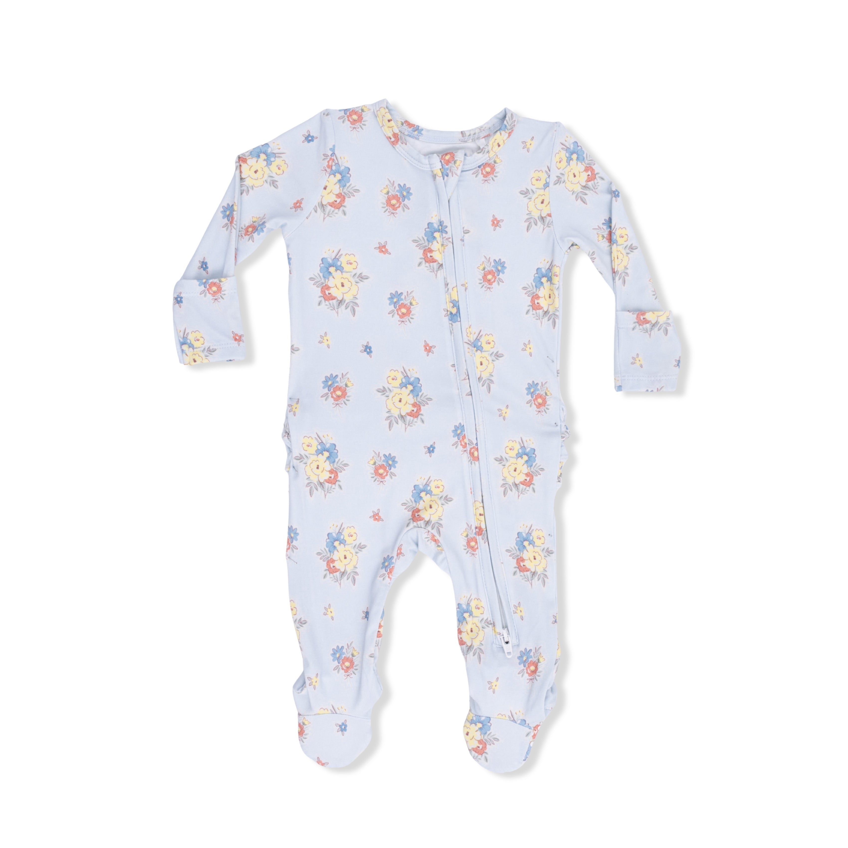 Zippered Ruffle Footie - Country Stitch Floral