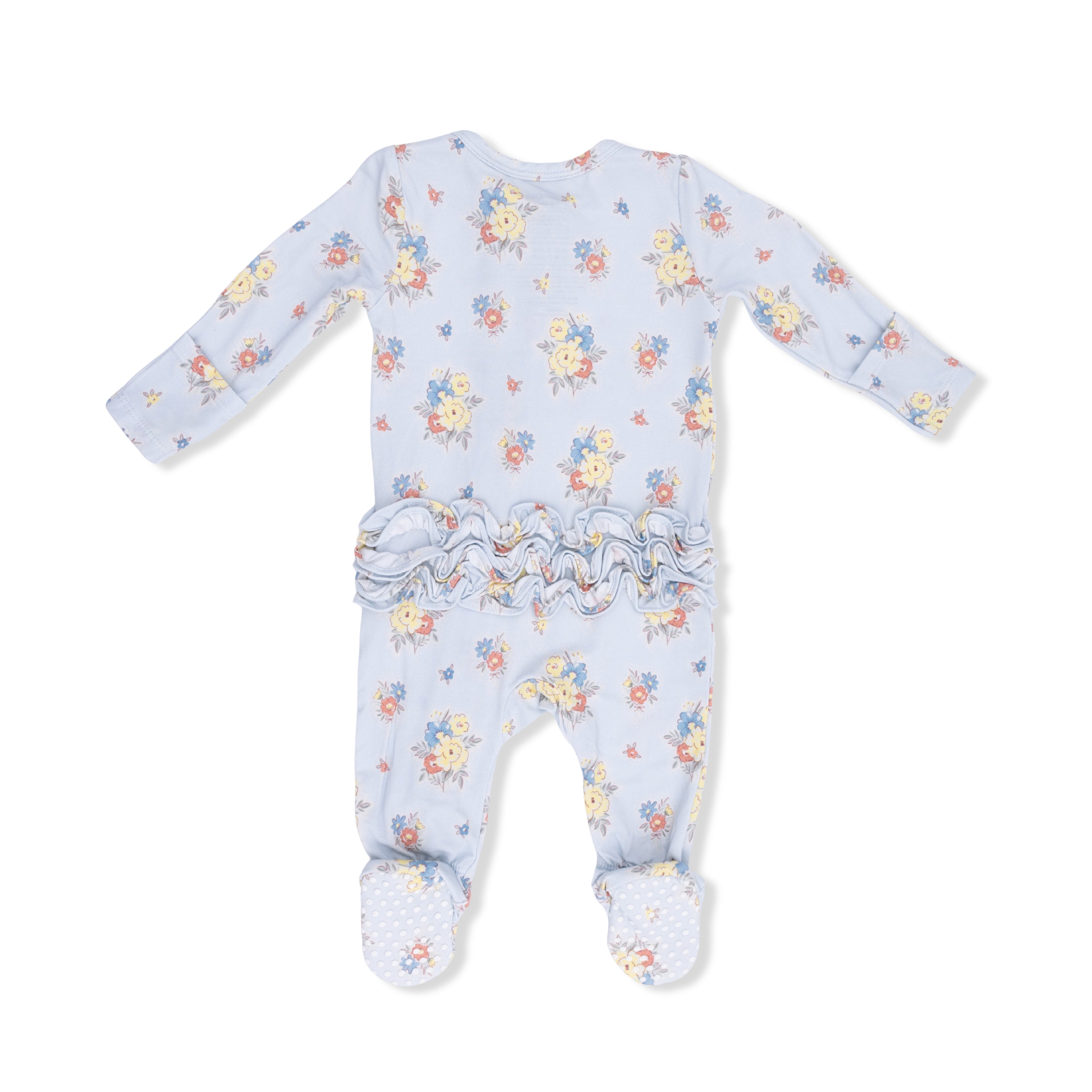 Zippered Ruffle Footie - Country Stitch Floral
