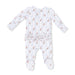 Floral patterned baby onesie on a white background