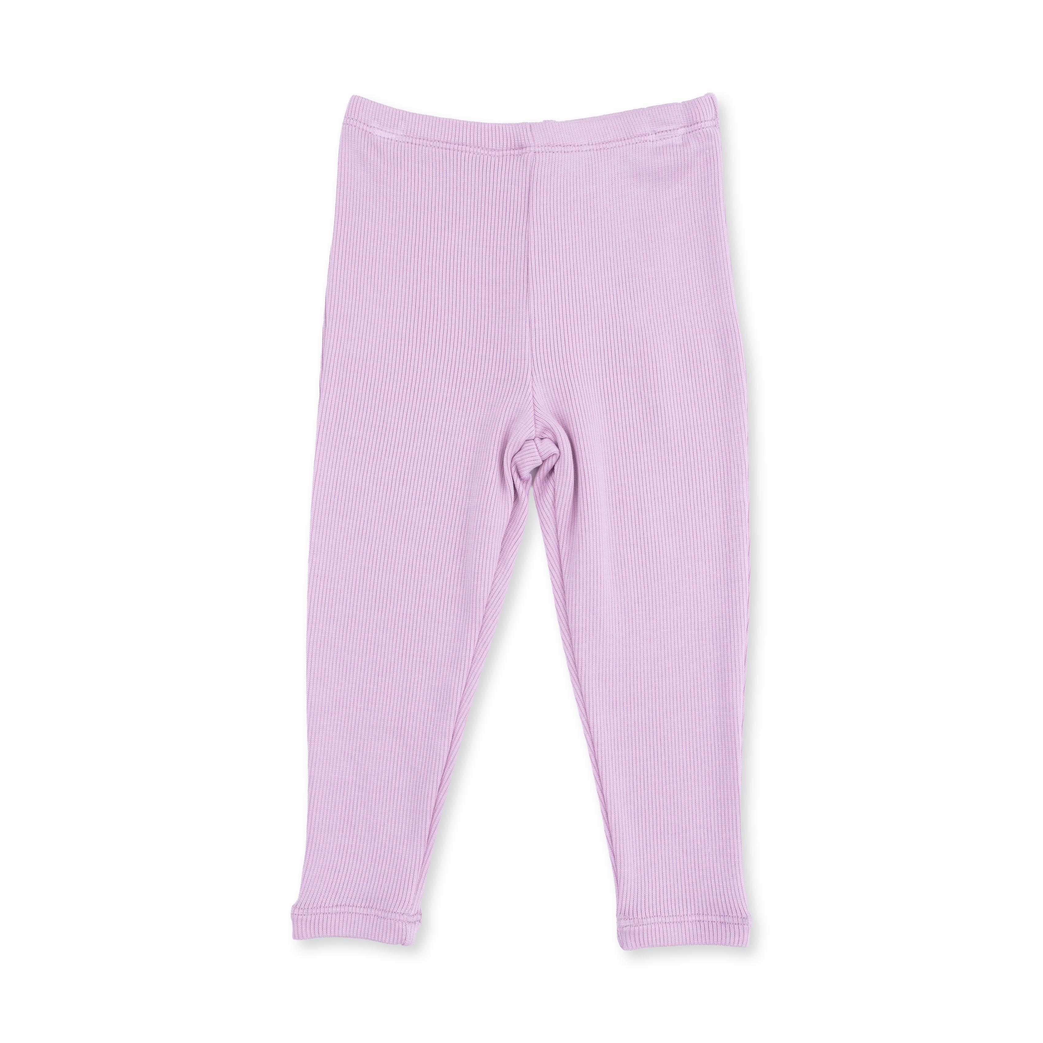 Purple ribbed leggings on a white background