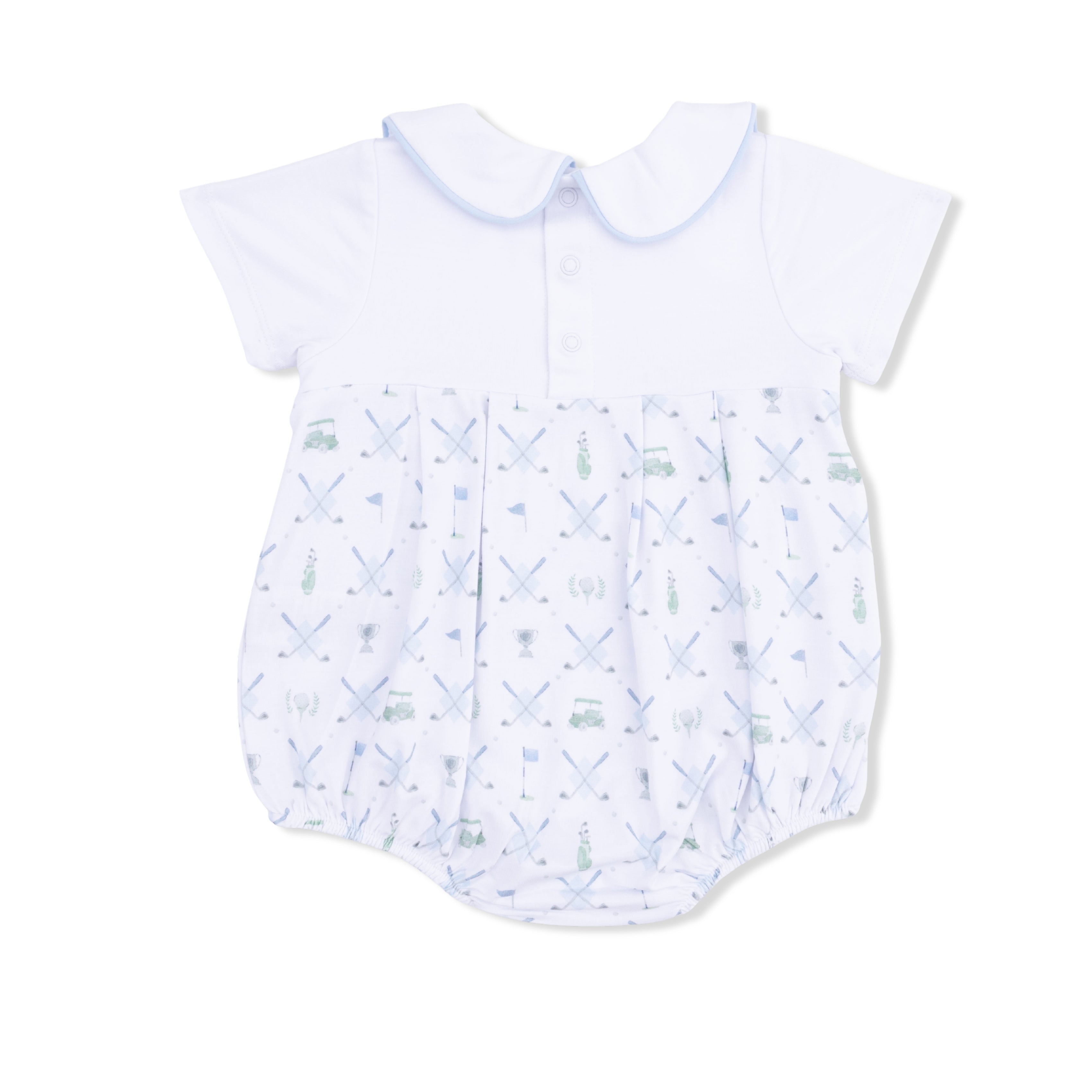 Box Pleat Bubble - Golf Trellis Blue